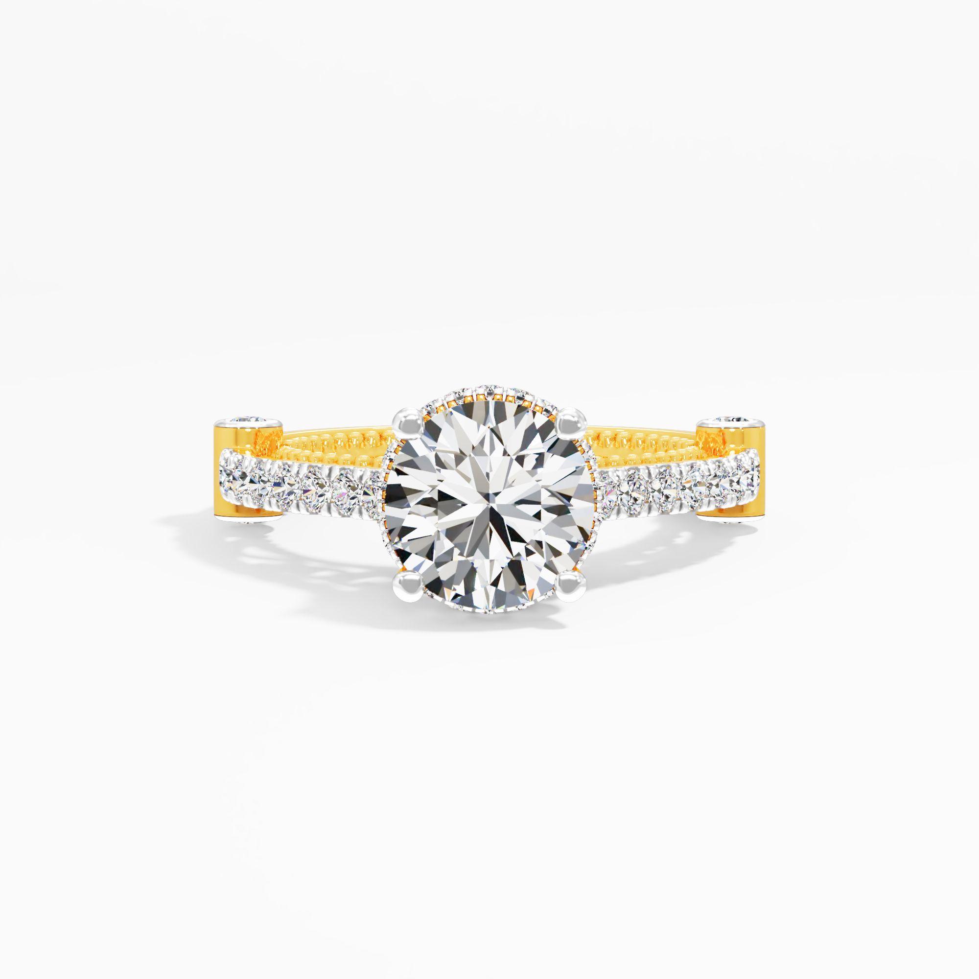 Sovereign Vintage Halo Solitaire Ring in 9KT Yellow Gold (Diamond Quality: FG-VVS VS)