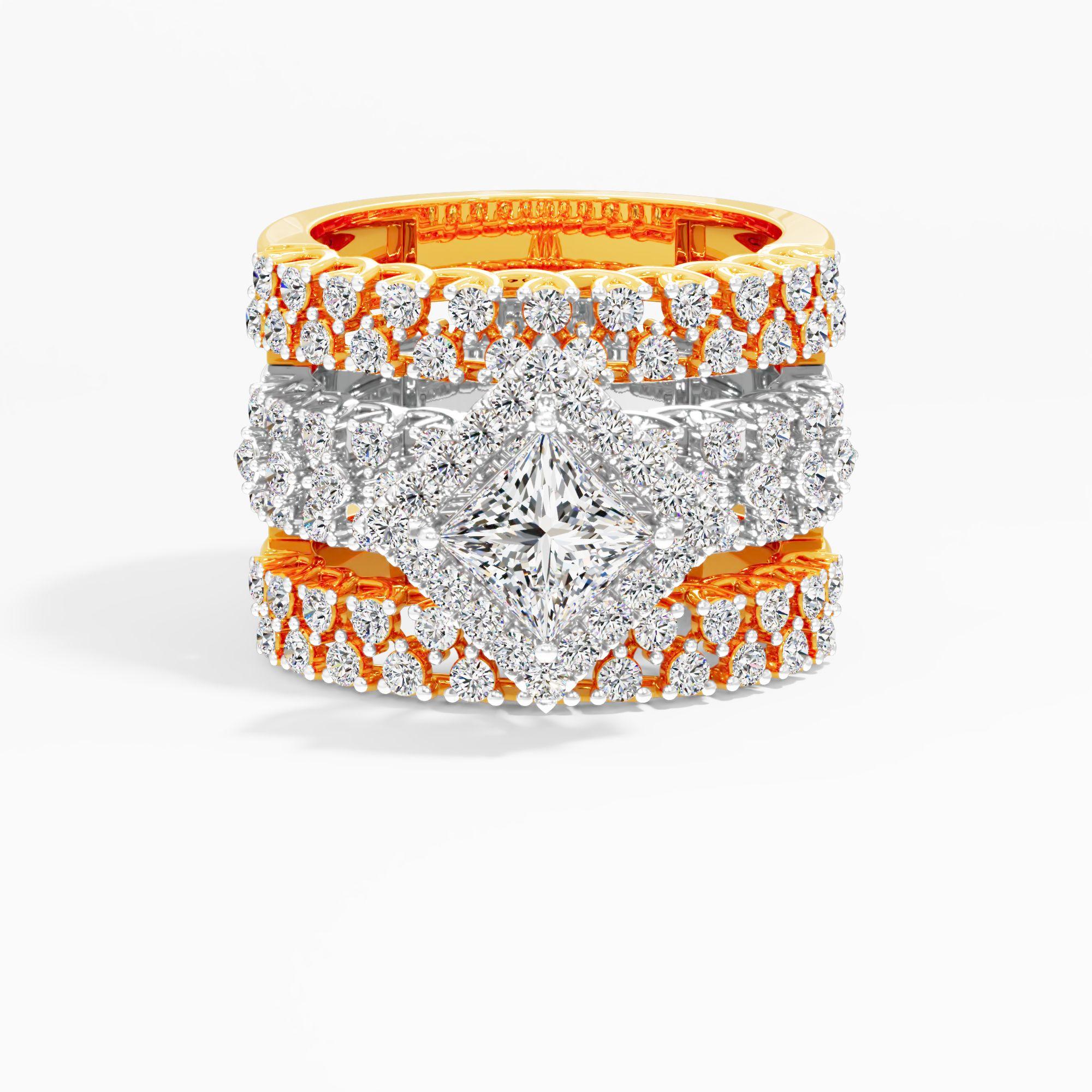 Parure Two Tone Diamond Ring in 9KT Yellow Gold & White Gold (Diamond Quality: FG-VVS VS)