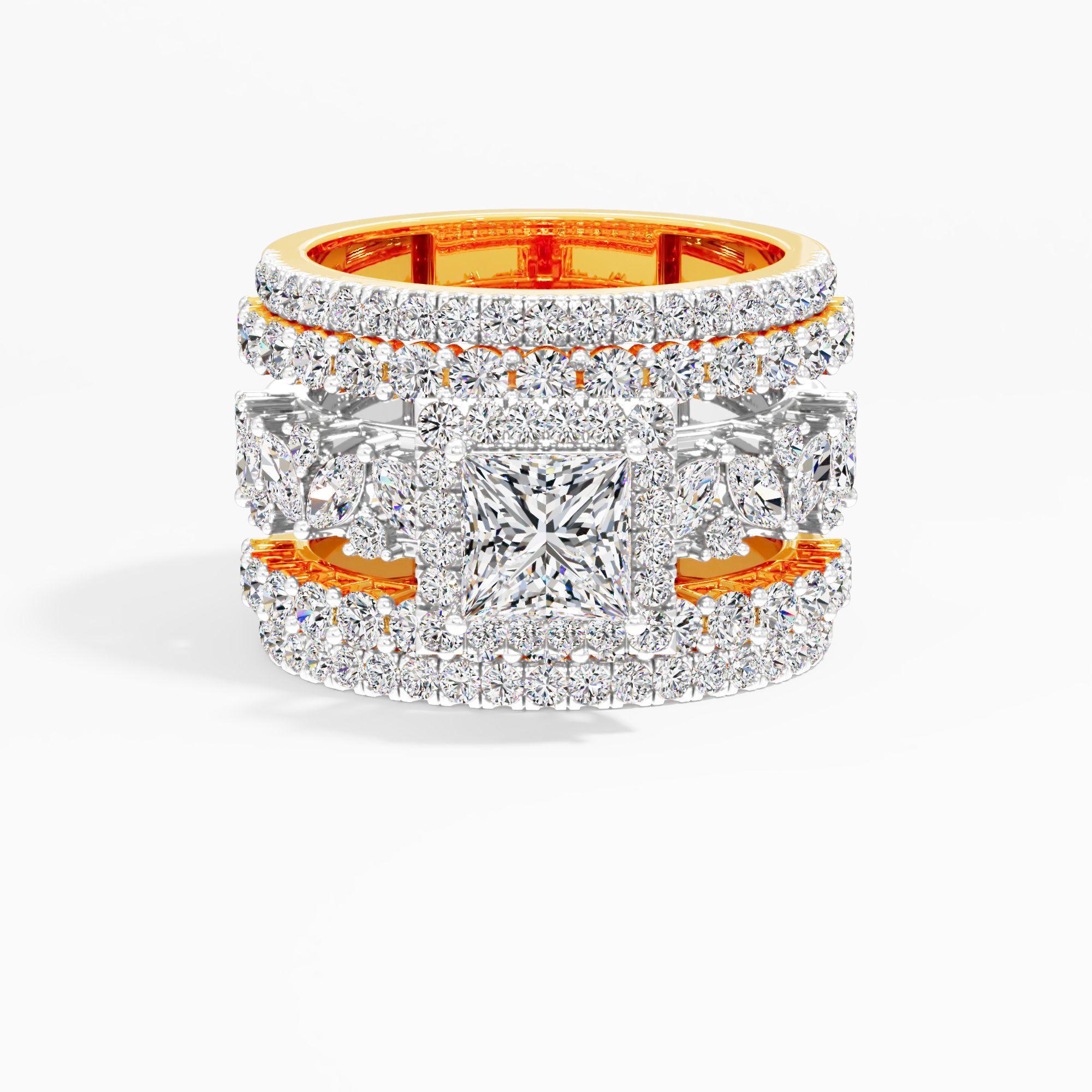 The Royal Sonnet Bridal Ring in 9KT Yellow Gold (Diamond Quality: FG-VVS VS)