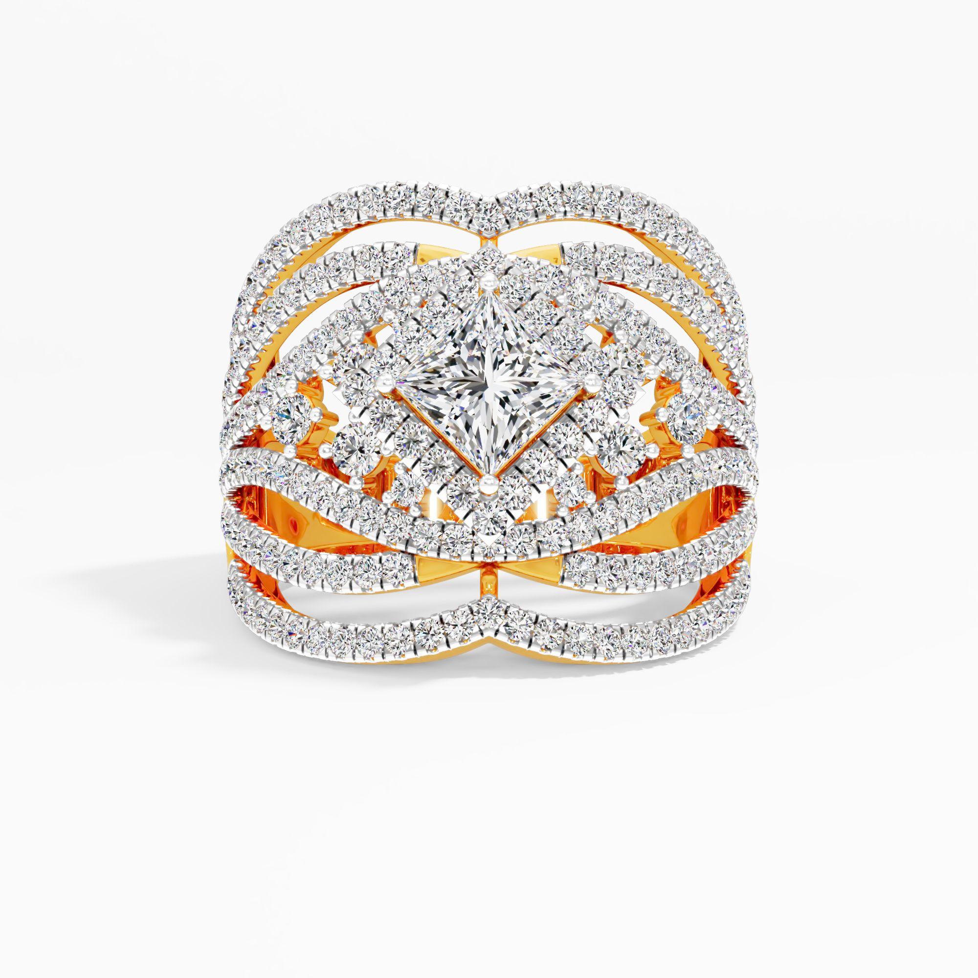 Princess Crown Arch Ring in 9KT Yellow Gold (Diamond Quality: FG-VVS VS)
