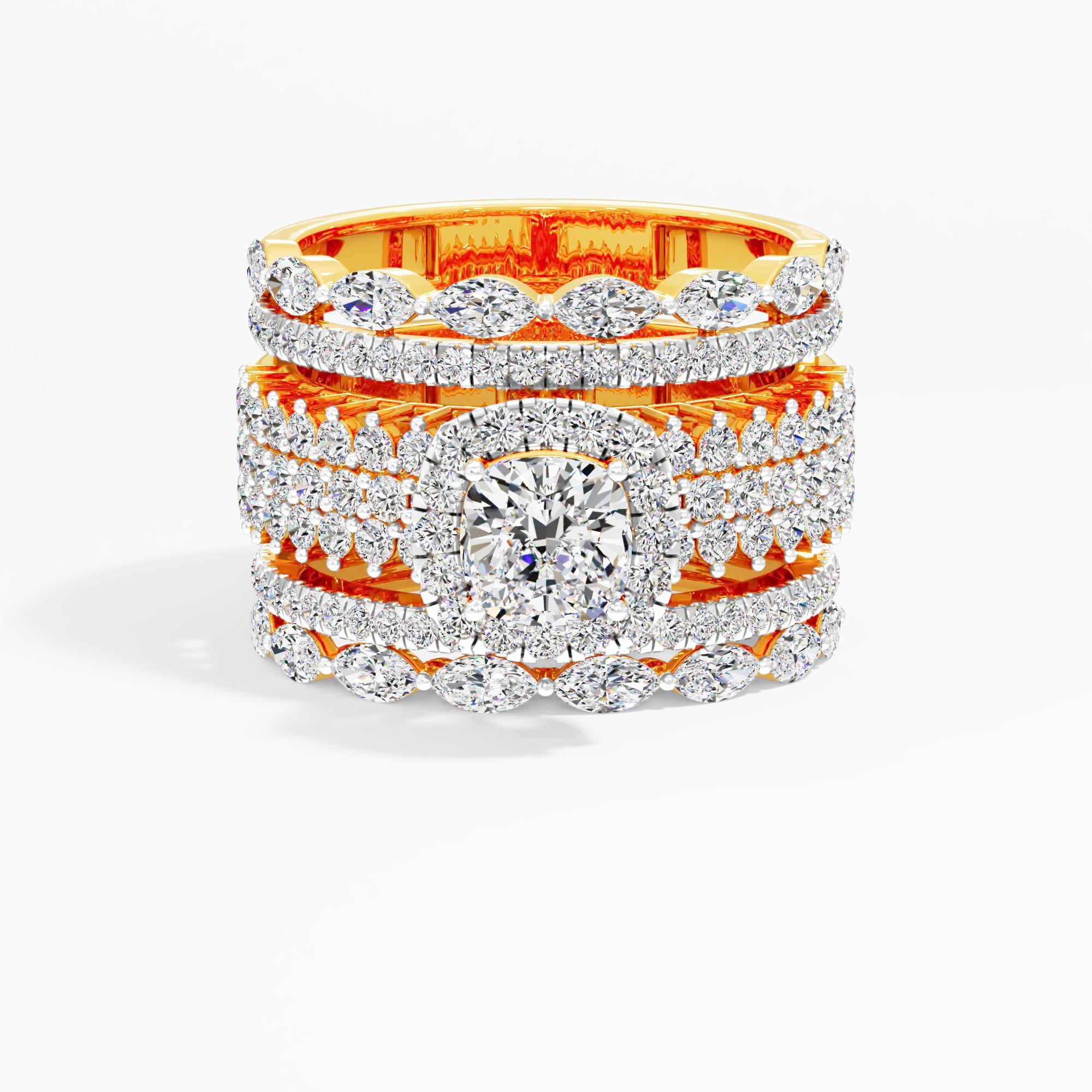 Grand Cushion Halo Cocktail Ring 9k Yellow Gold Cushion 2.80ct in 9KT Yellow Gold (Diamond Quality: FG-VVS VS)