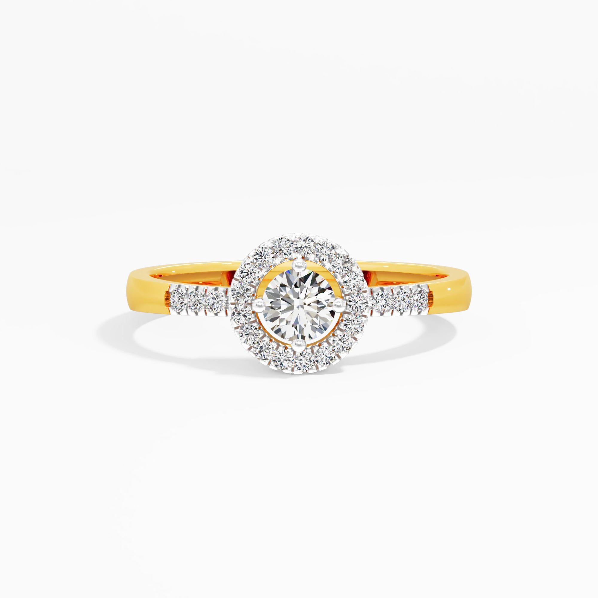 Aureole Accent Diamond Ring in 9KT Yellow Gold (Diamond Quality: FG-VVS VS)