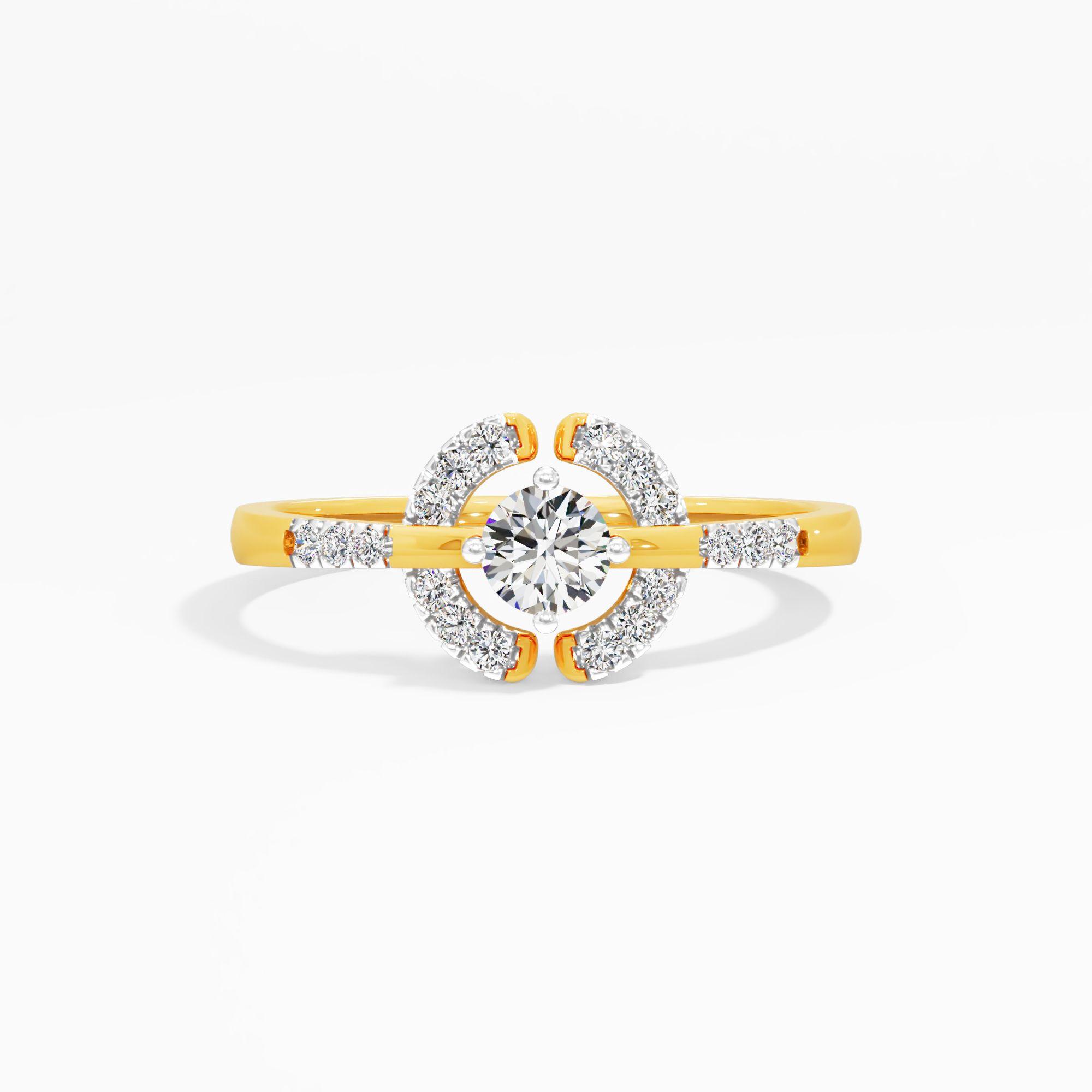 Clover Diamond Solitaire Ring in 9KT Yellow Gold (Diamond Quality: FG-VVS VS)