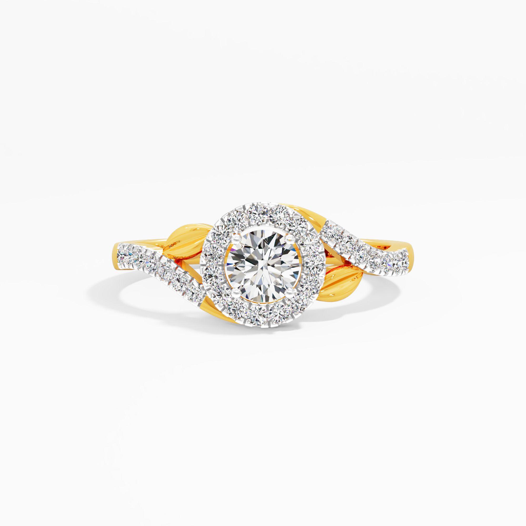 Foliate Aureole Cluster Ring in 9KT Yellow Gold (Diamond Quality: FG-VVS VS)