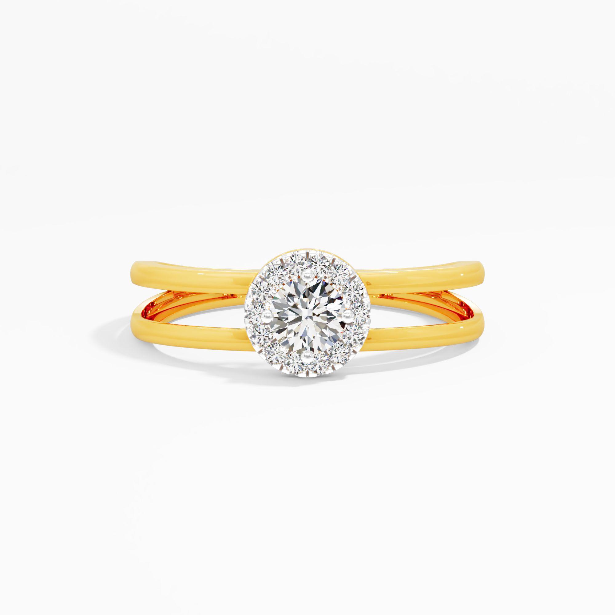 Bold Halo Solitaire Ring in 9KT Yellow Gold (Diamond Quality: FG-VVS VS)