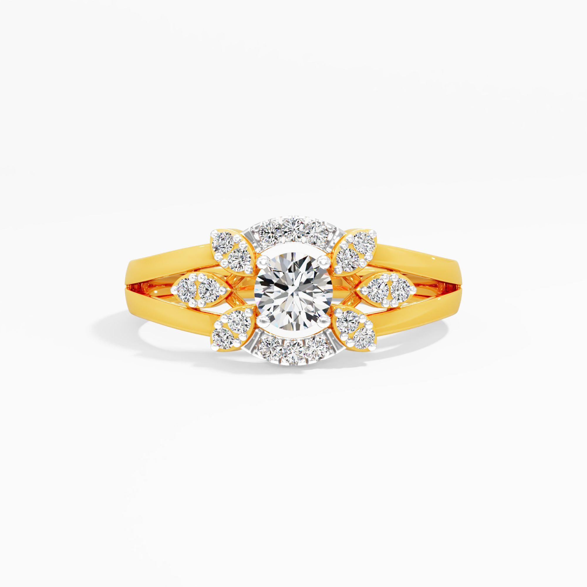 Celestial Starburst Solitaire Cluster Ring in 9KT Yellow Gold (Diamond Quality: FG-VVS VS)