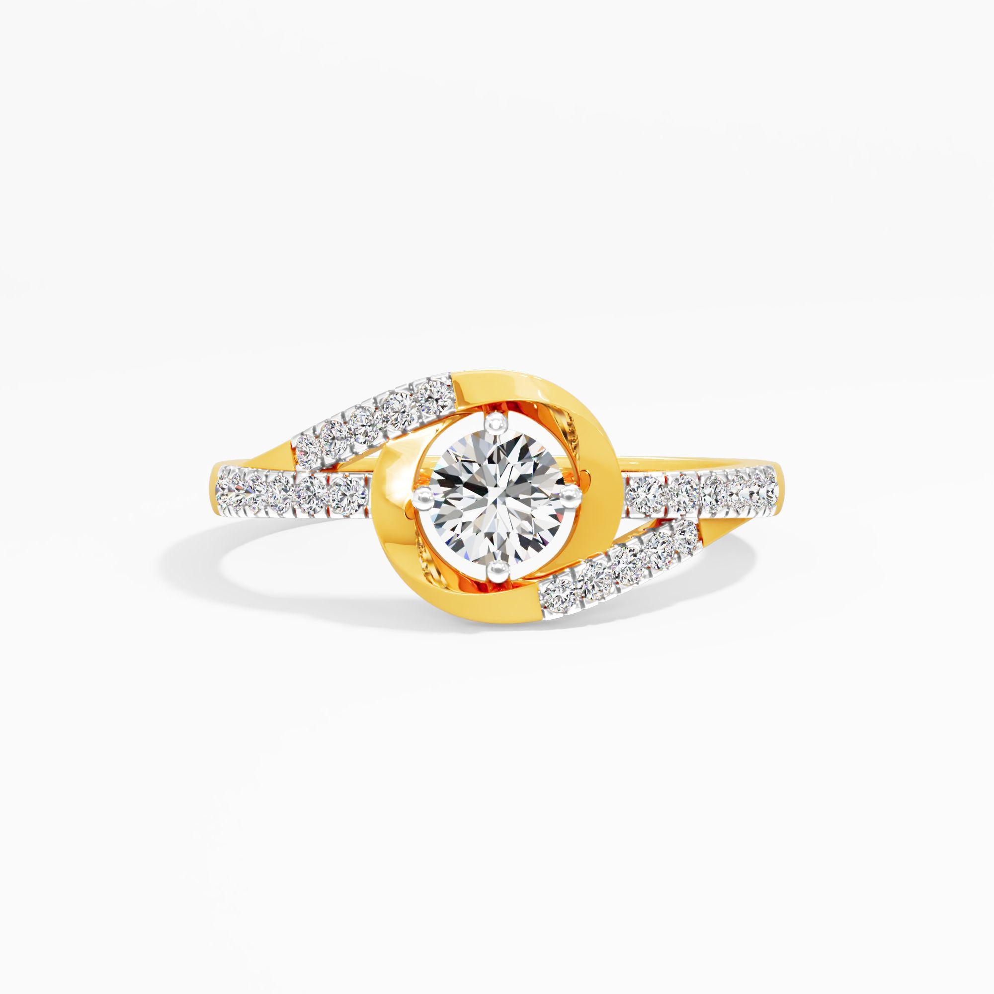 Modernist Eclipse Solitaire Ring in 9KT Yellow Gold (Diamond Quality: FG-VVS VS)