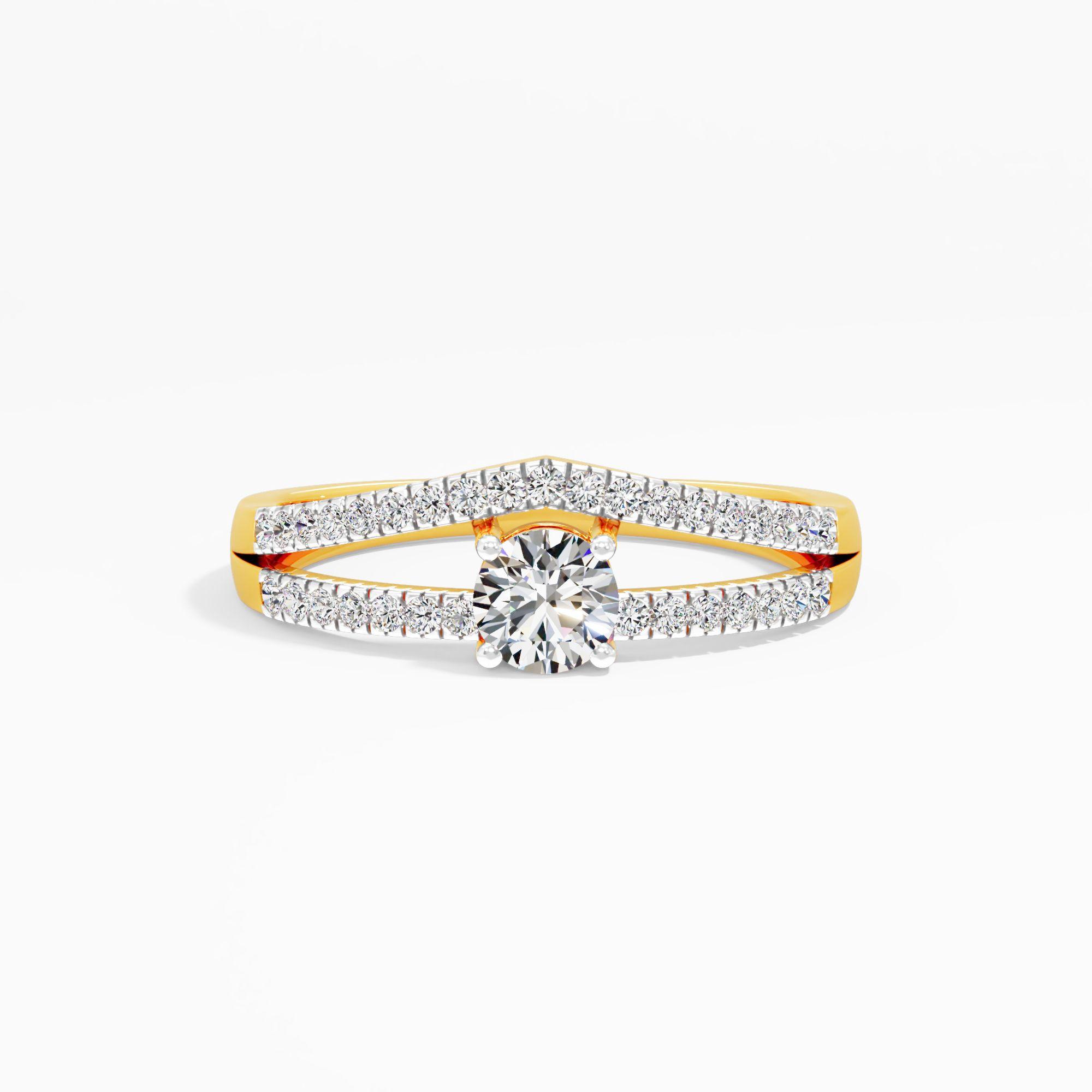 Bridge Solitaire Accent Ring in 9KT Yellow Gold (Diamond Quality: FG-VVS VS)