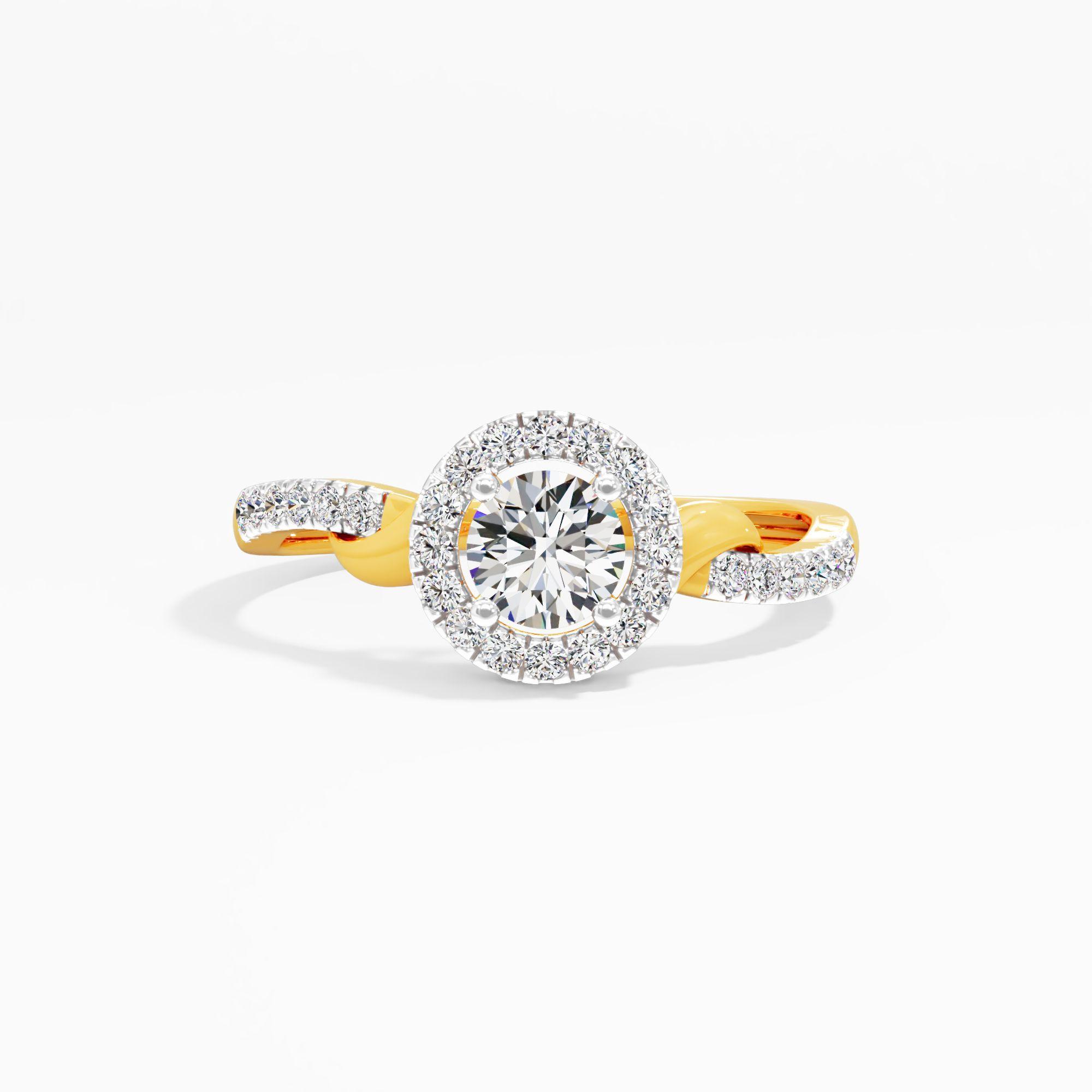 Diamond Dewdrop Halo Accent Ring in 9KT Yellow Gold (Diamond Quality: FG-VVS VS)