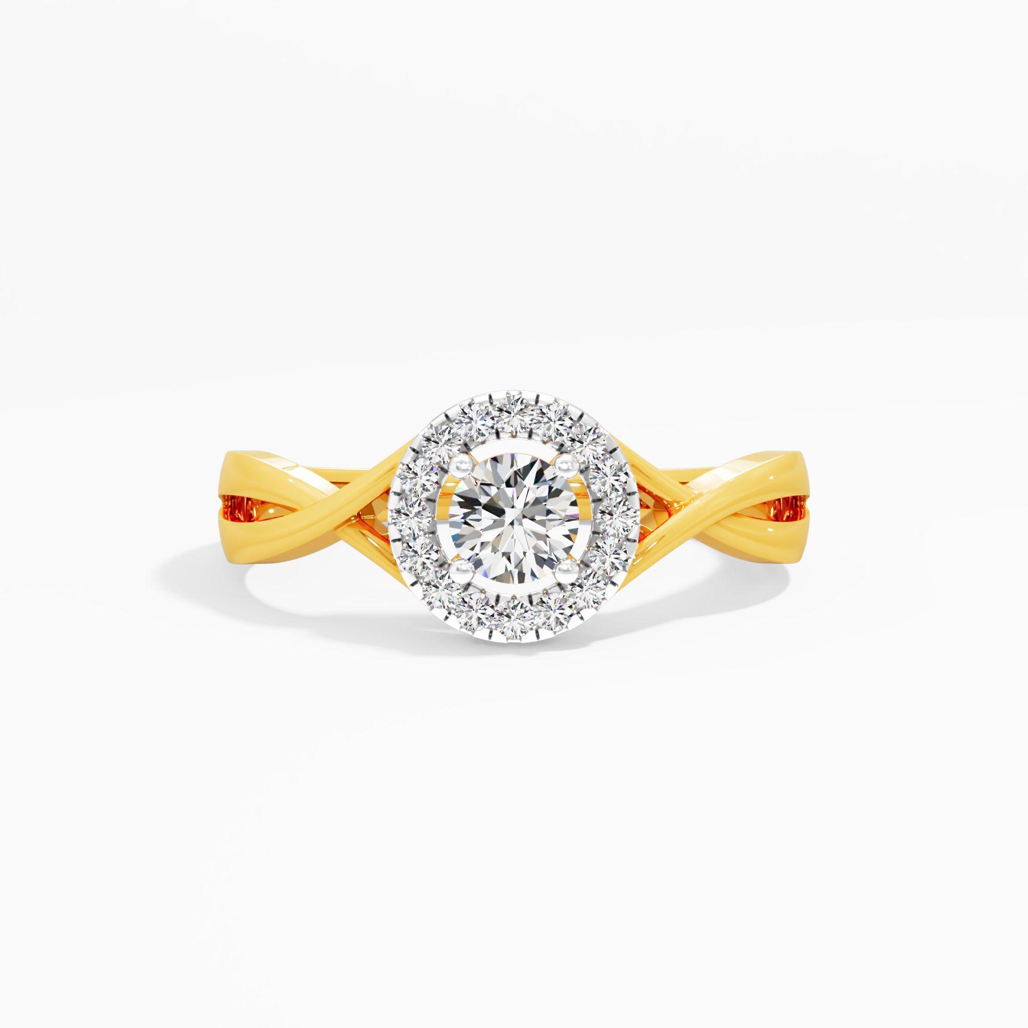 Twisted Shank Solitaire Ring in 9KT Yellow Gold (Diamond Quality: FG-VVS VS)