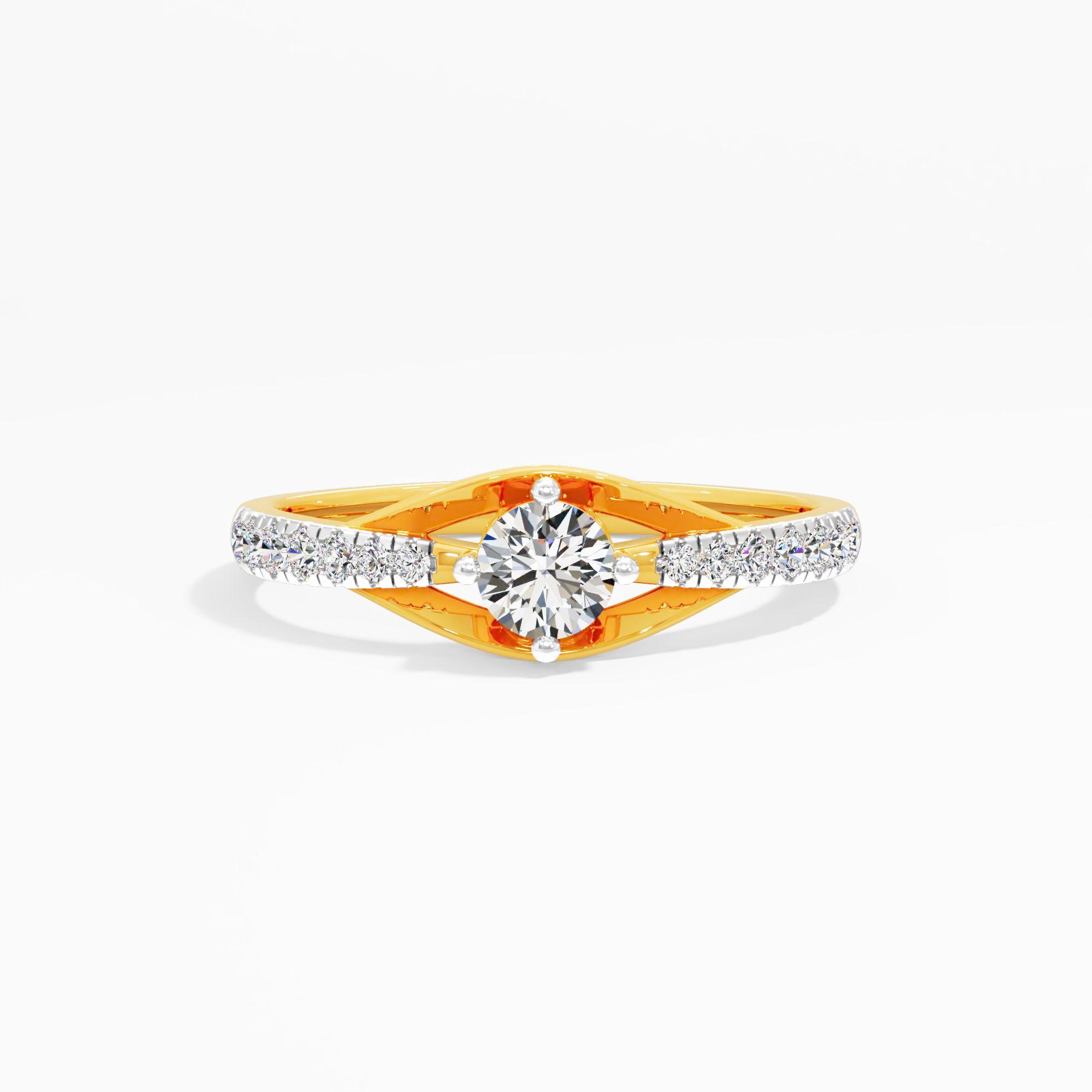 Modern Split Shank Solitaire Ring in 9KT Yellow Gold (Diamond Quality: FG-VVS VS)