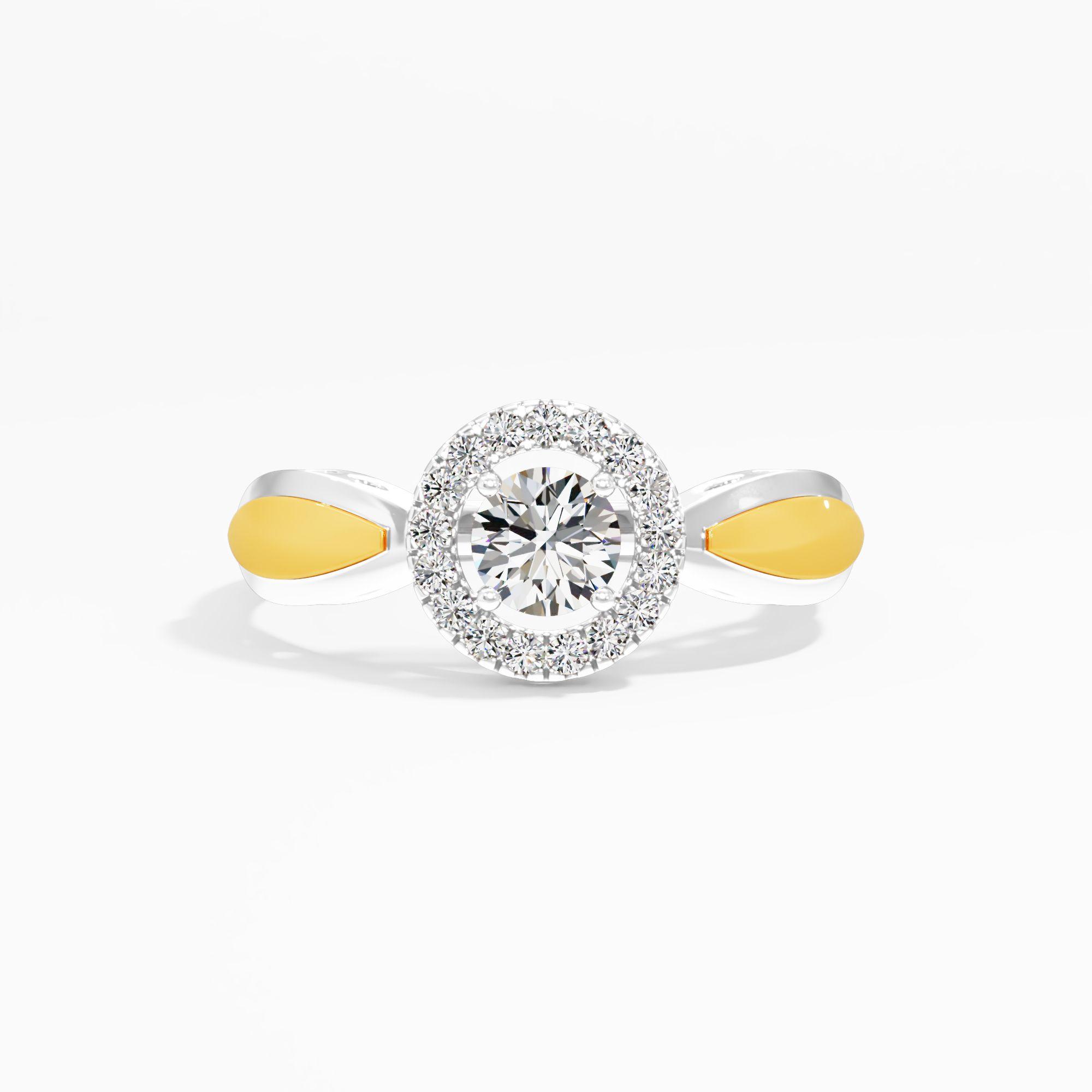 Two Tone Seraphim Halo Ring 9k Yellow Gold And White Gold Round 0.35ct in 9KT Yellow Gold (Diamond Quality: FG-VVS VS)