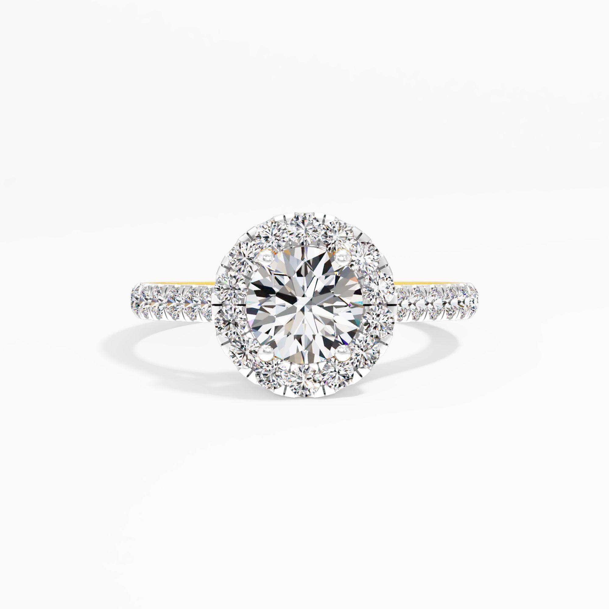 Eternal Glow Halo Solitaire Ring in 9KT Yellow Gold (Diamond Quality: FG-VVS VS)