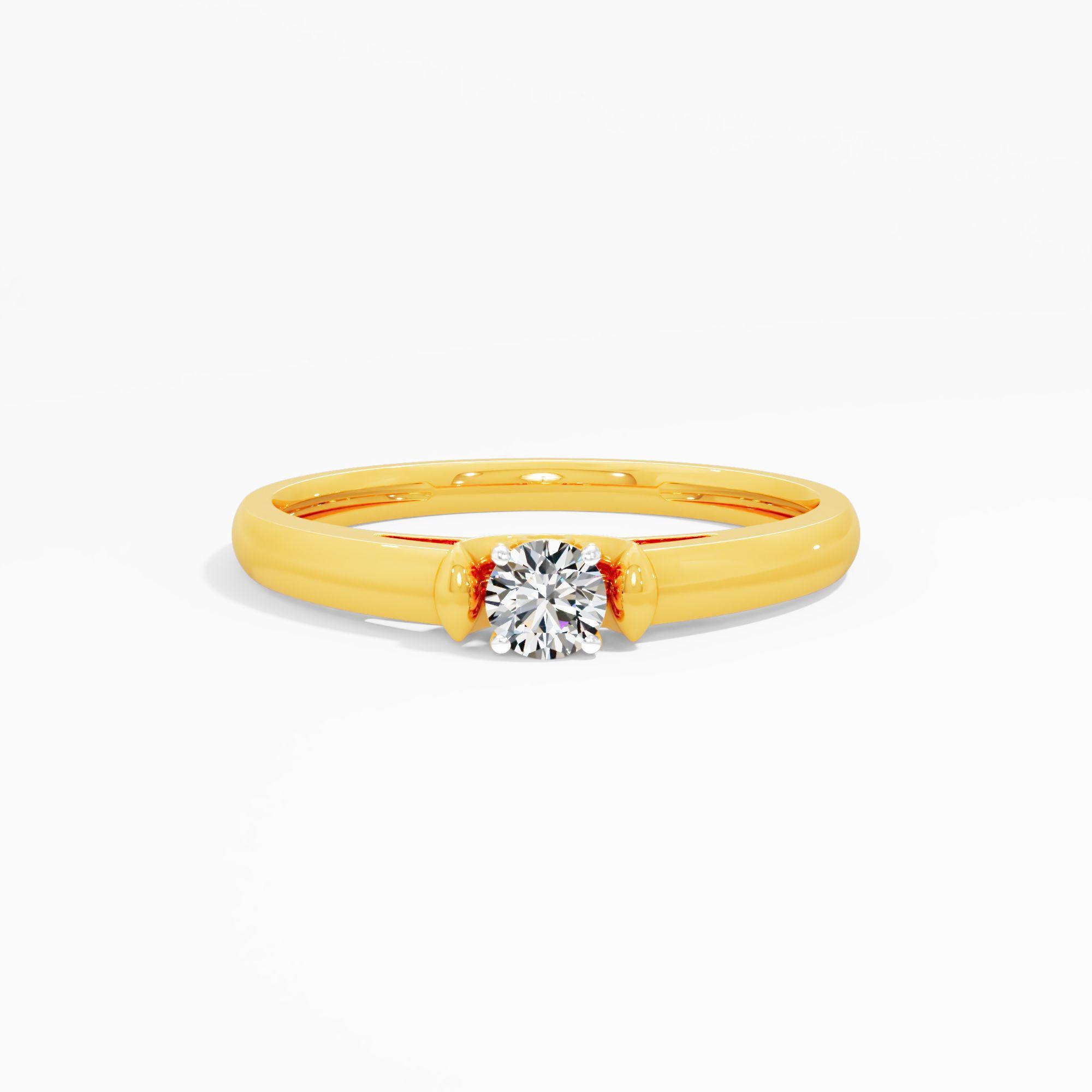 Grace Arc Solitaire Diamond Ring in 9KT Yellow Gold (Diamond Quality: FG-VVS VS)