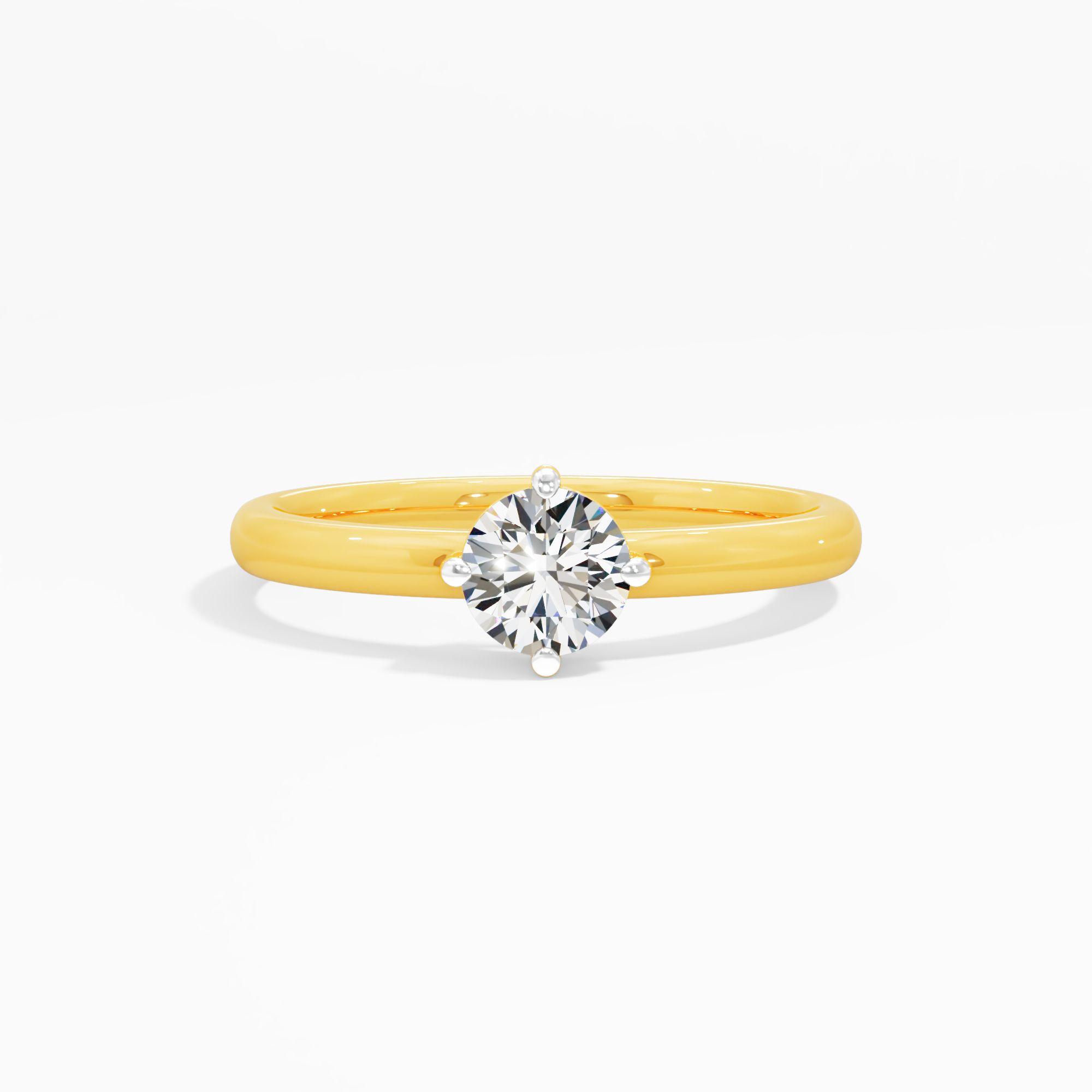 Petite Harmony Solitaire Ring in 9KT Yellow Gold (Diamond Quality: FG-VVS VS)