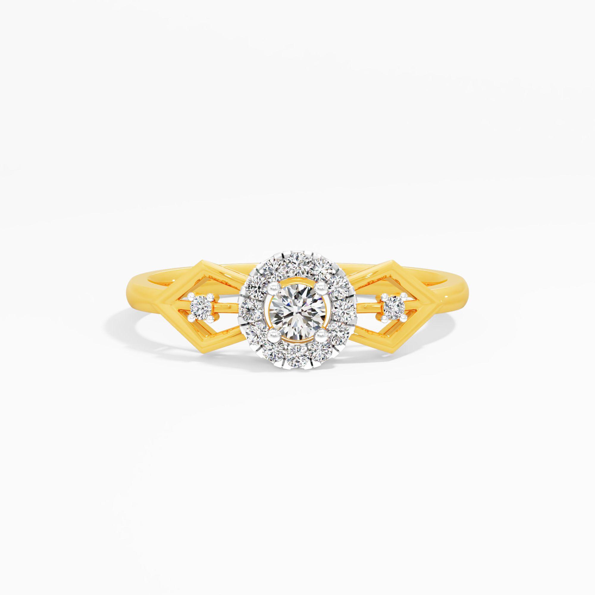Trident Solitaire Diamond Ring in 9KT Yellow Gold (Diamond Quality: FG-VVS VS)