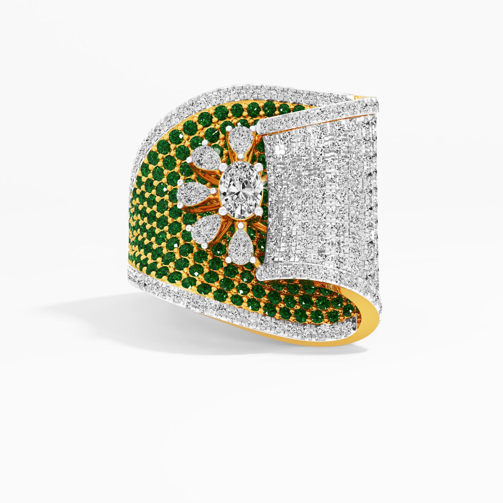 Whispering Bloom Cocktail Ring in 9KT Yellow Gold (Diamond Quality: FG-VVS VS)