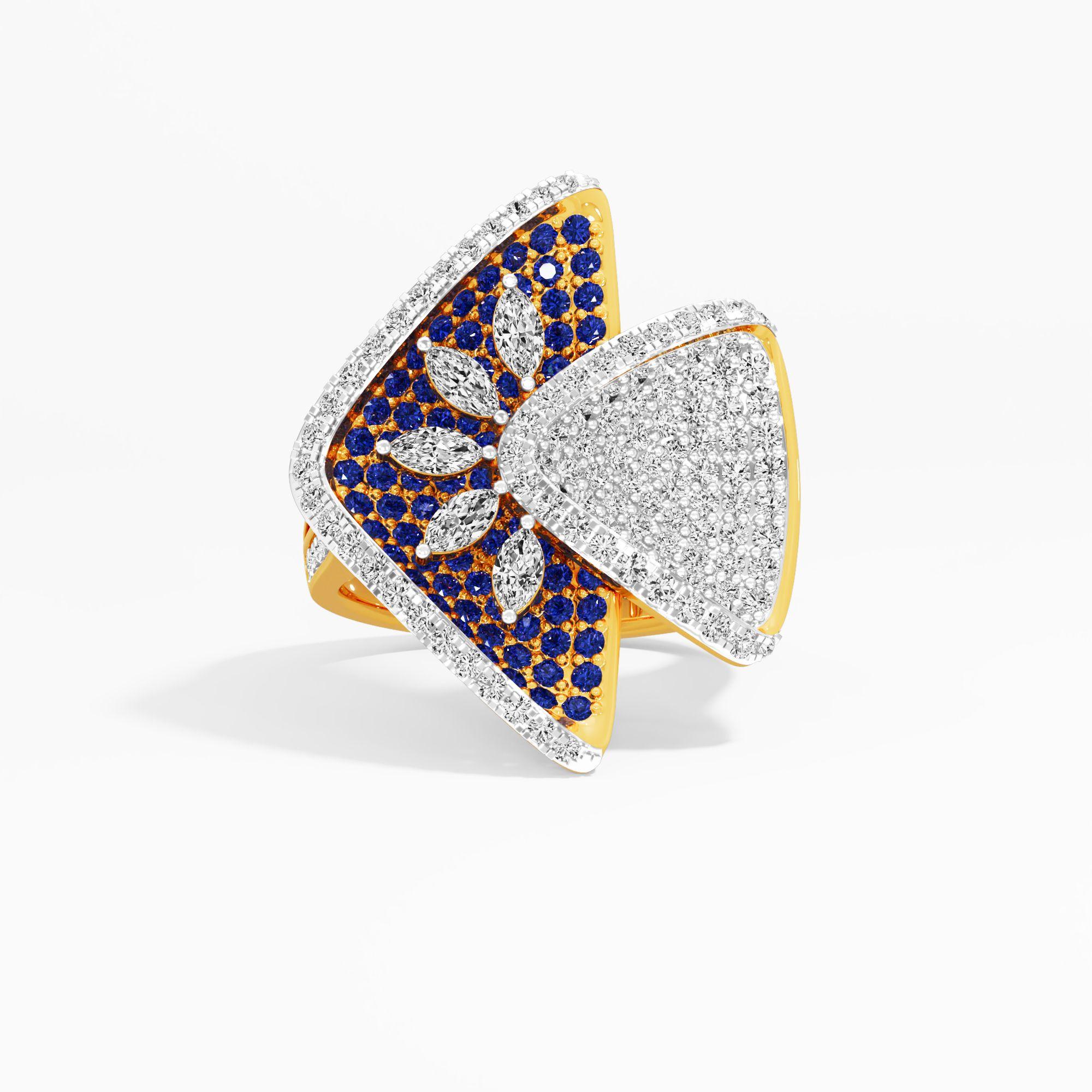 Midnight Dreams Cocktail Ring in 9KT Yellow Gold (Diamond Quality: FG-VVS VS)