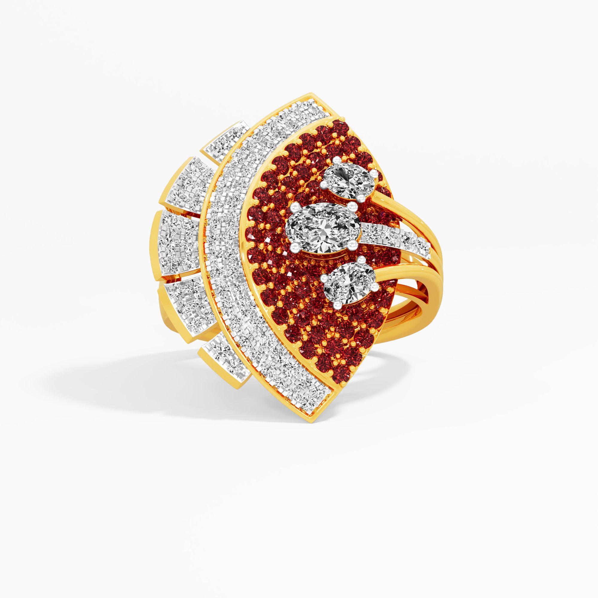 Stellar Arc Cocktail Ring in 9KT Yellow Gold (Diamond Quality: FG-VVS VS)