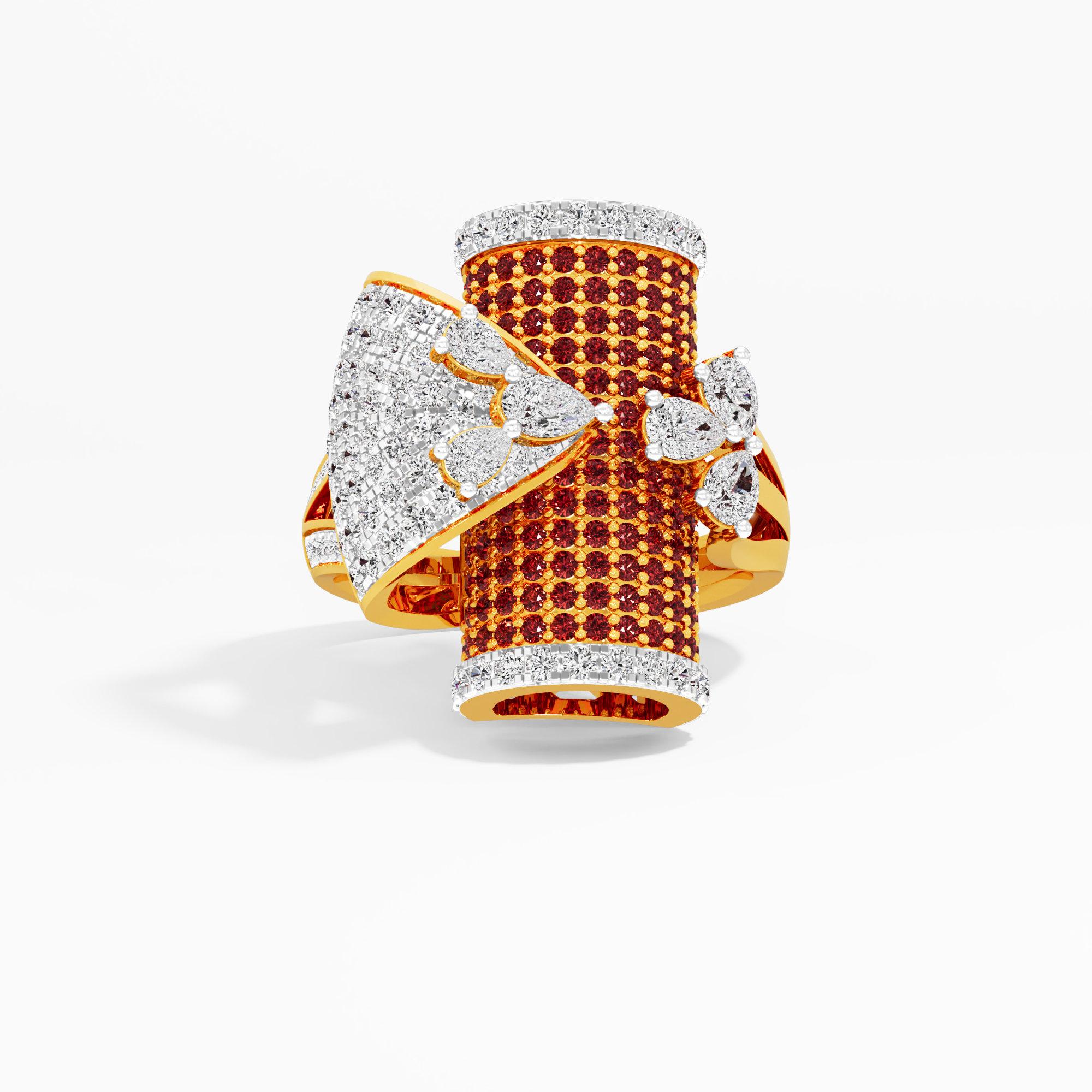 Galactic Arch Cocktail Ring in 9KT Yellow Gold (Diamond Quality: FG-VVS VS)