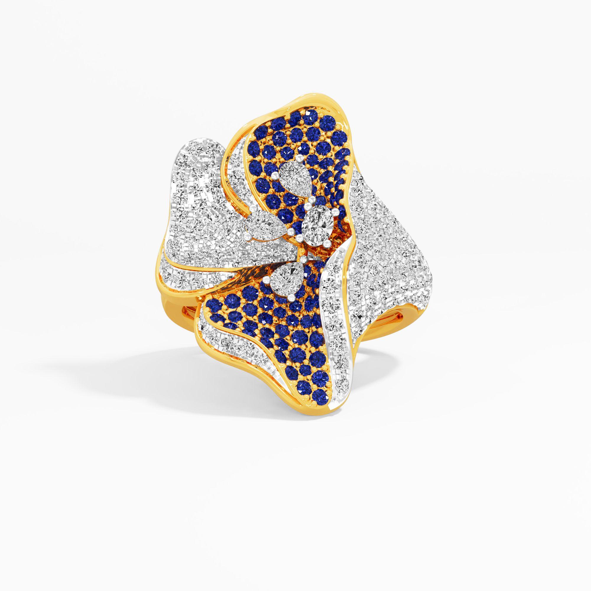 Soaring Dusk Wing Cocktail Ring in 9KT Yellow Gold (Diamond Quality: FG-VVS VS)