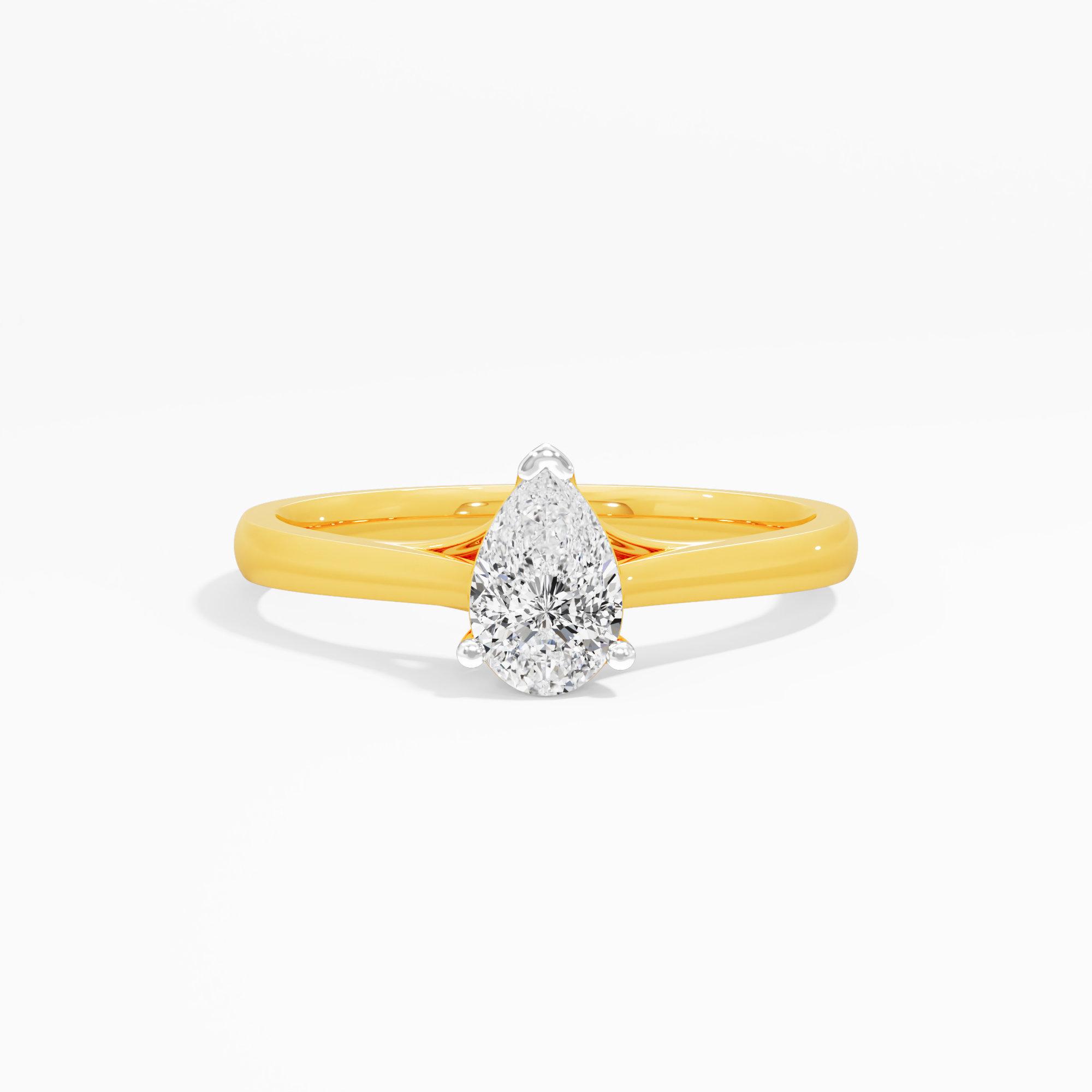 Pear Solitaire Diamond Ring in 9KT Yellow Gold (Diamond Quality: FG-VVS VS)