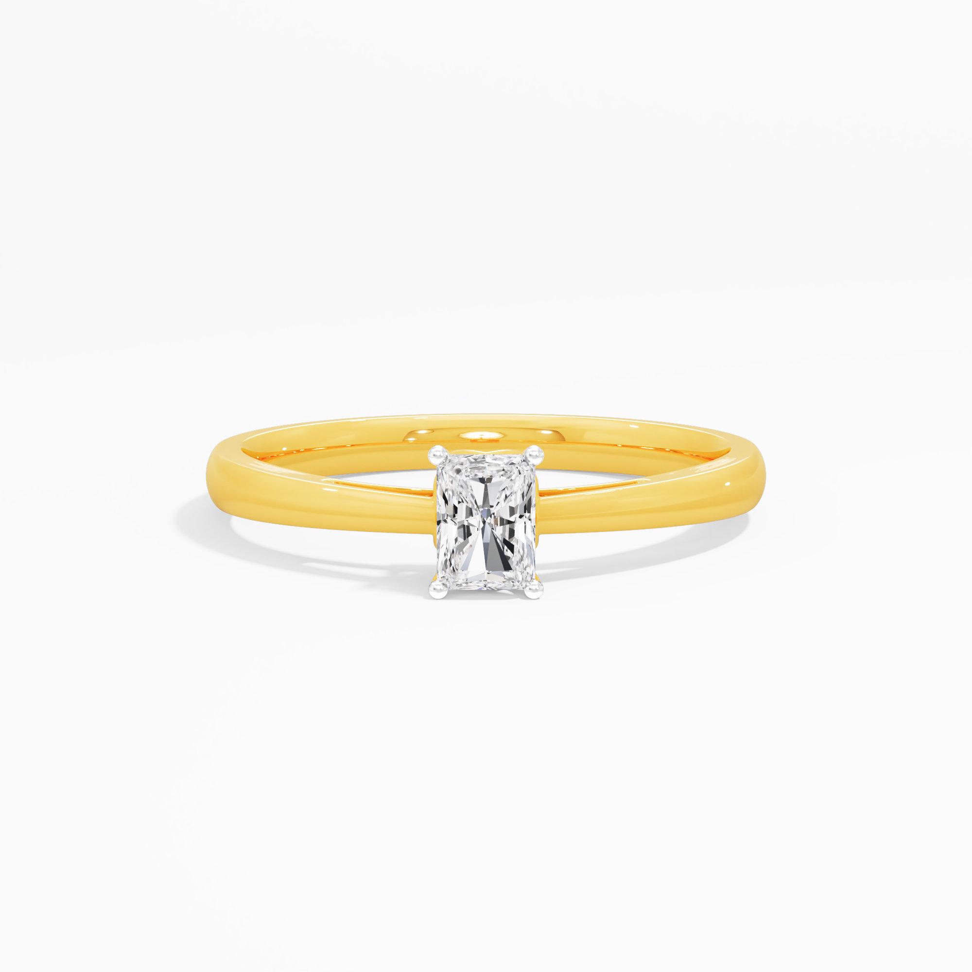 Radiant Solitaire Diamond Ring in 9KT Yellow Gold (Diamond Quality: FG-VVS VS)