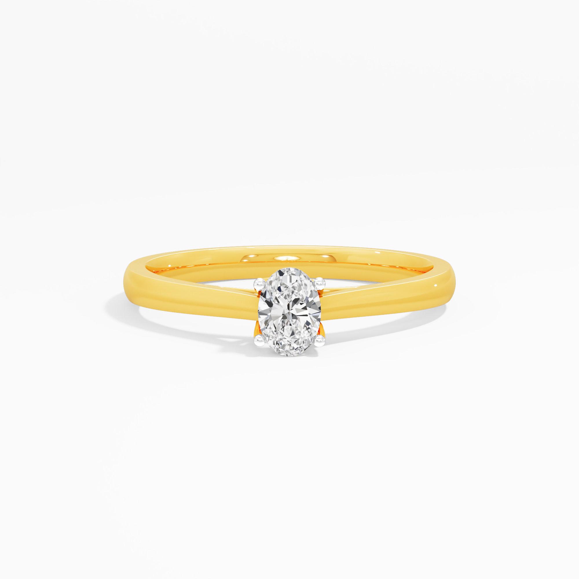 Radiant Oval Solitaire Ring in 9KT Yellow Gold (Diamond Quality: FG-VVS VS)