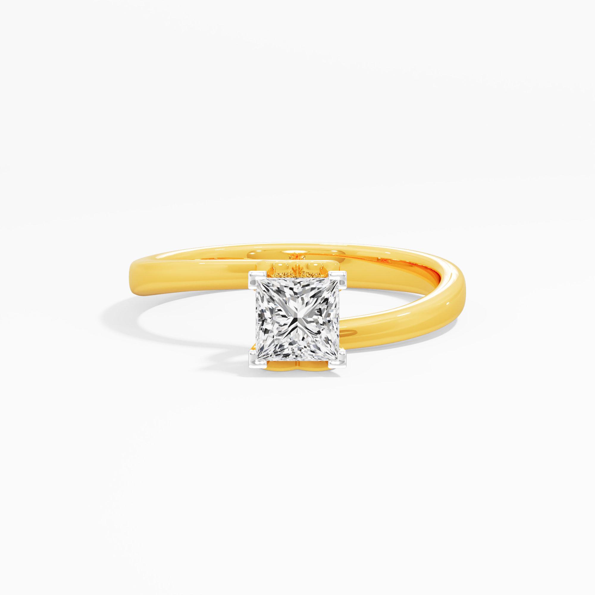 Serene Princess Solitaire Ring in 9KT Yellow Gold (Diamond Quality: FG-VVS VS)