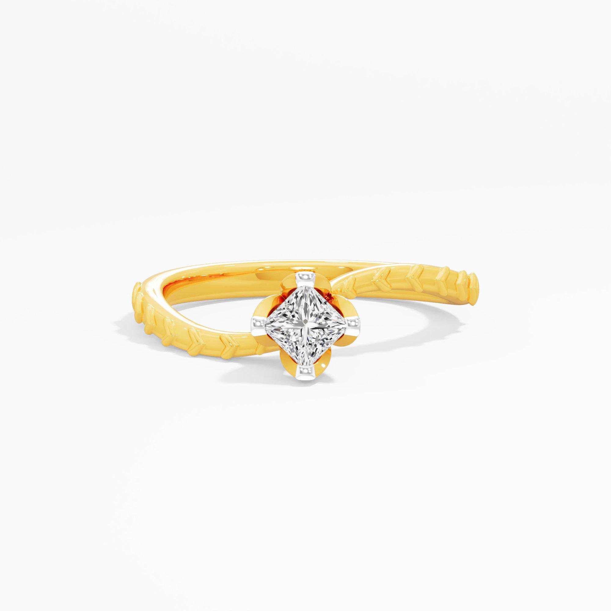 Princess Solitaire Diamond Ring in 9KT Yellow Gold (Diamond Quality: FG-VVS VS)