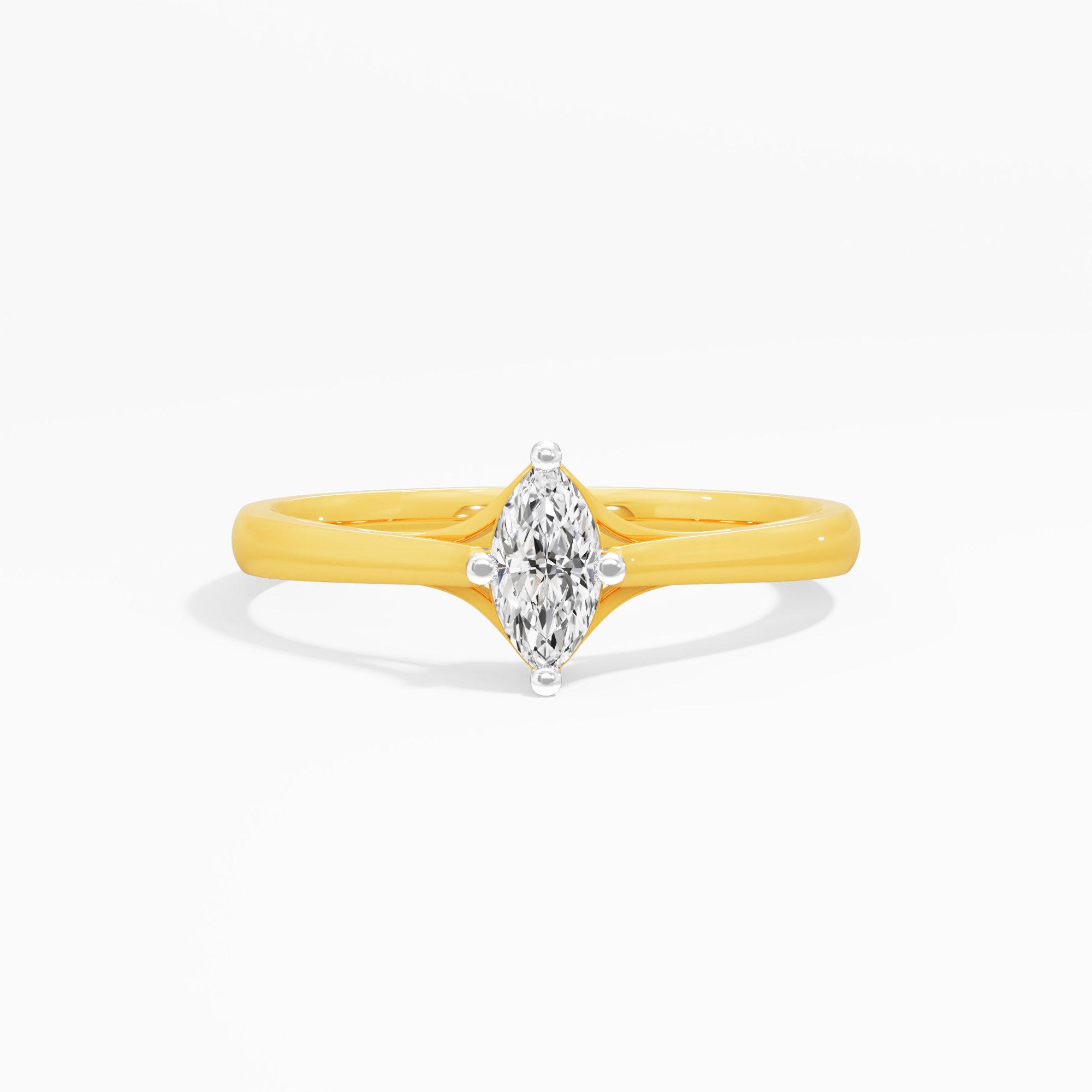 Timeless Marquise Solitaire Diamond Ring in 9KT Yellow Gold (Diamond Quality: FG-VVS VS)