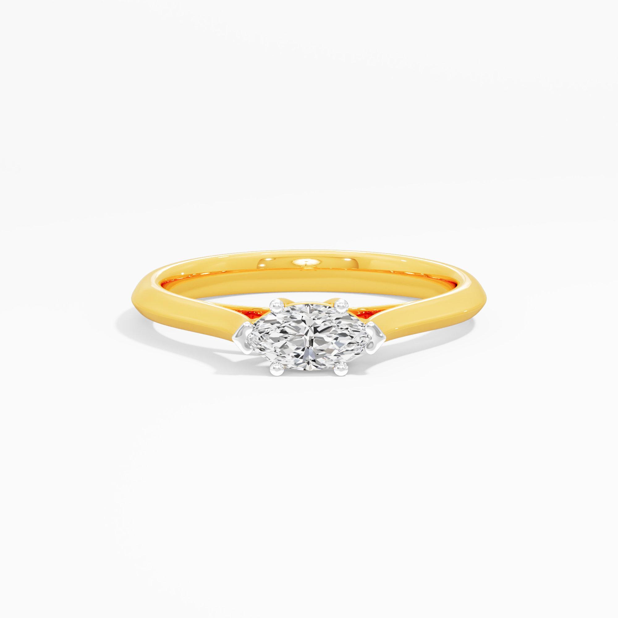 Elegant Marquise Solitaire Ring in 9KT Yellow Gold (Diamond Quality: FG-VVS VS)