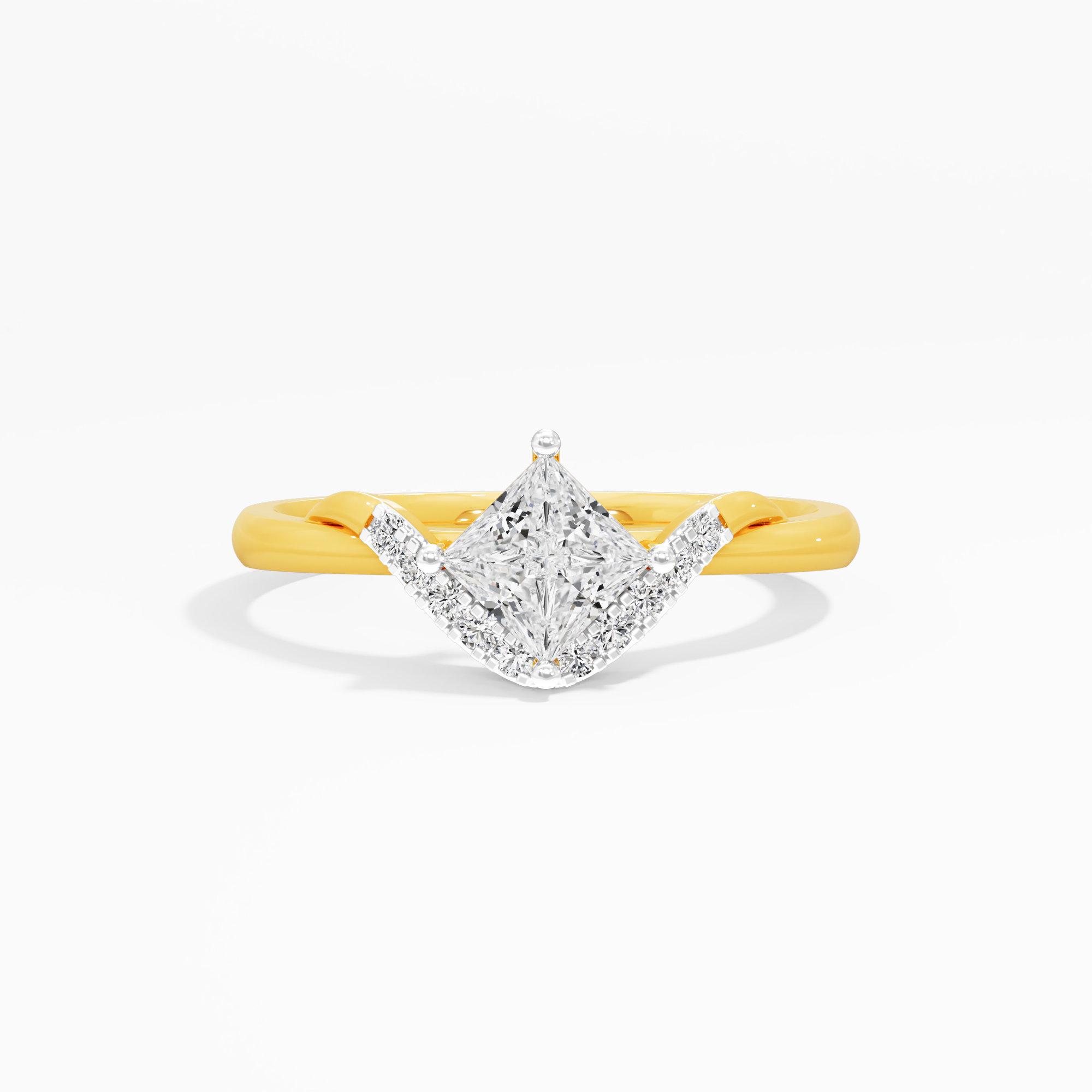 Adira Princess Diamond Ring in 9KT Yellow Gold (Diamond Quality: FG-VVS VS)