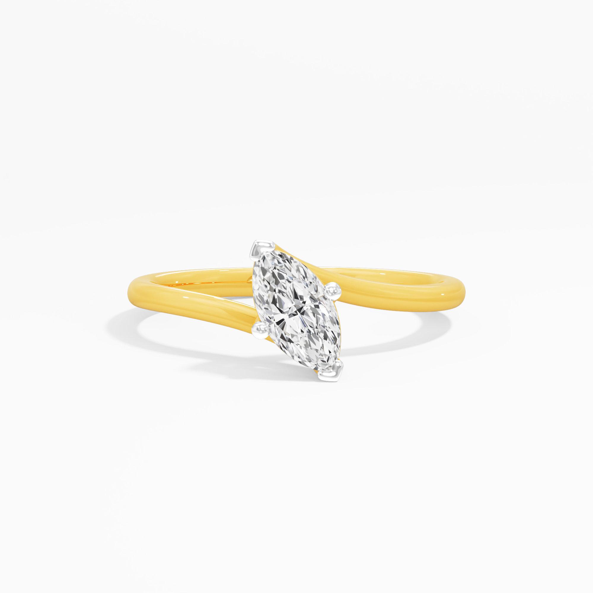 Aria Marquise Diamond Ring in 9KT Yellow Gold (Diamond Quality: FG-VVS VS)