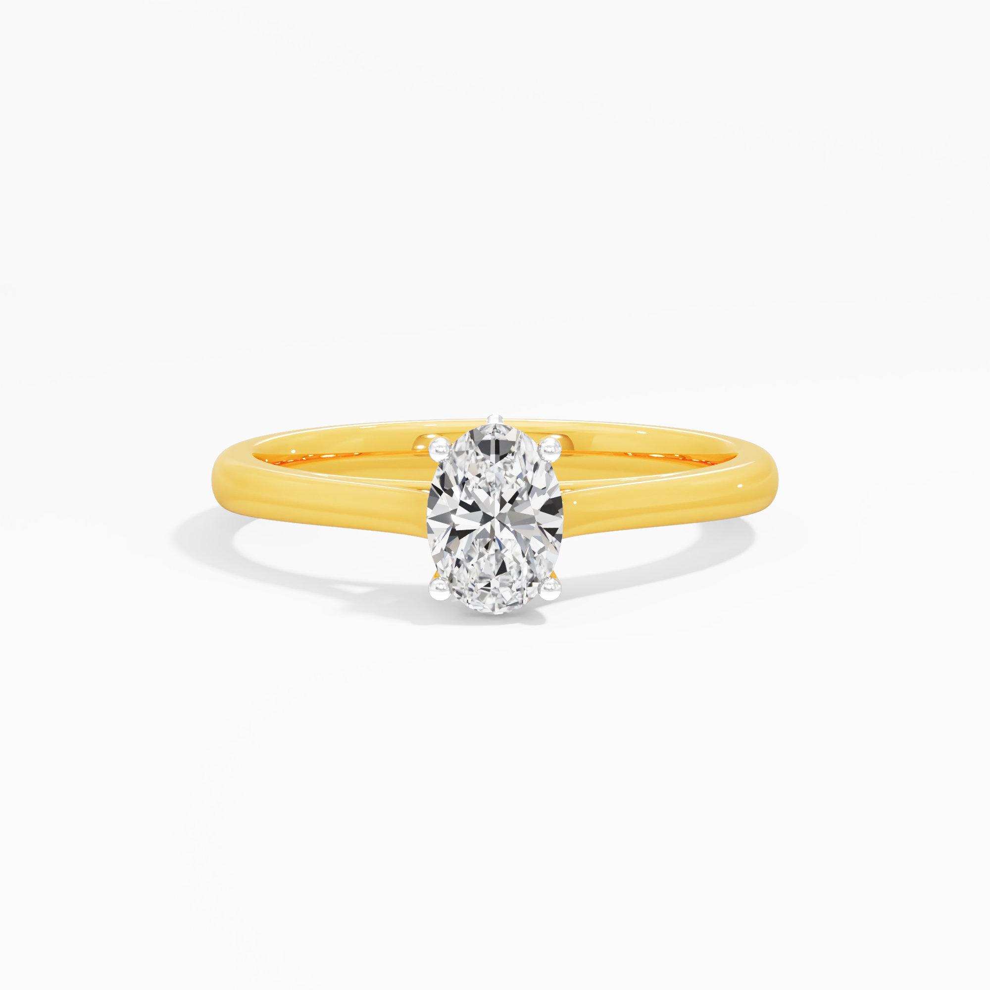 Classic Oval Solitaire Ring in 9KT Yellow Gold (Diamond Quality: FG-VVS VS)