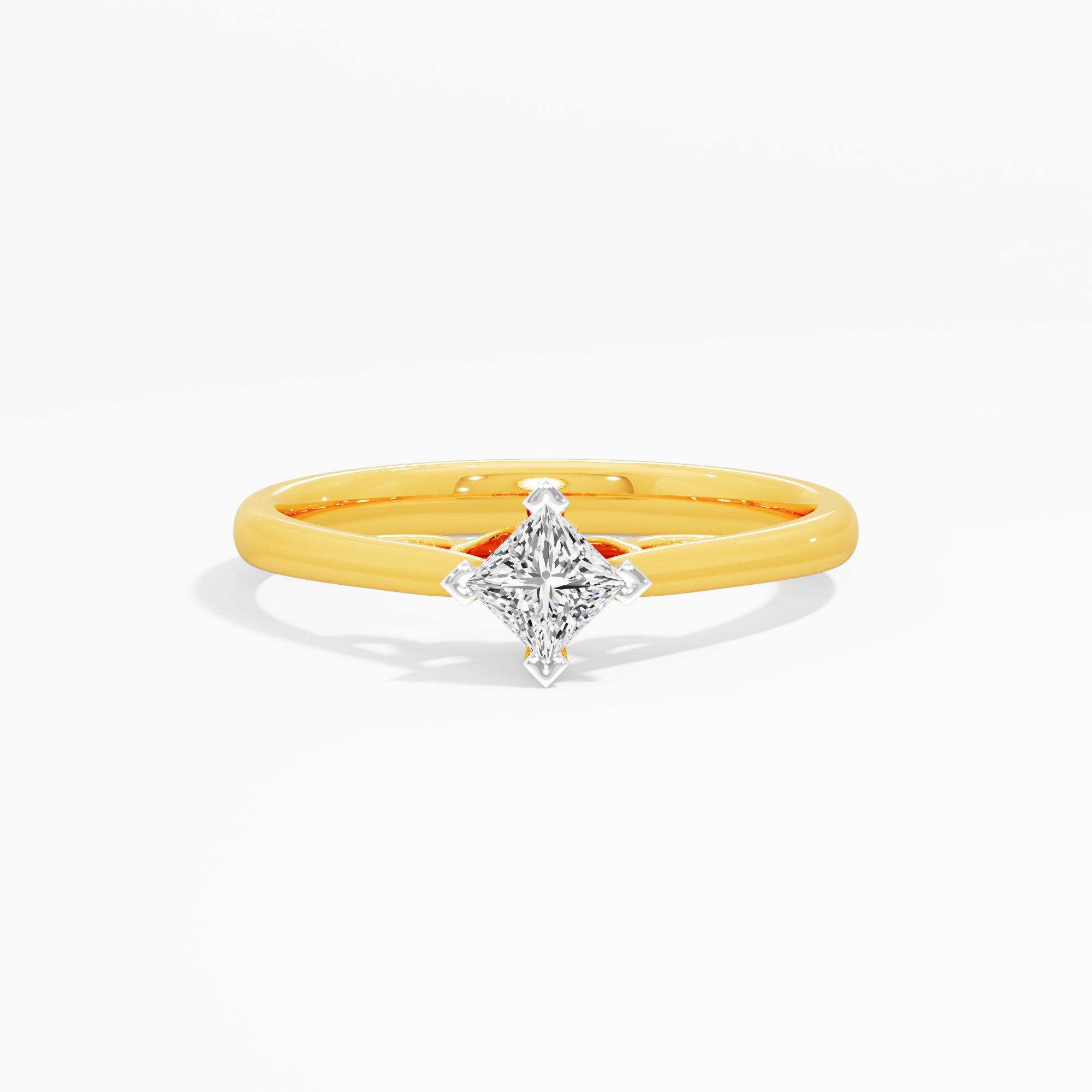Radiant Princess Solitaire Ring in 9KT Yellow Gold (Diamond Quality: FG-VVS VS)