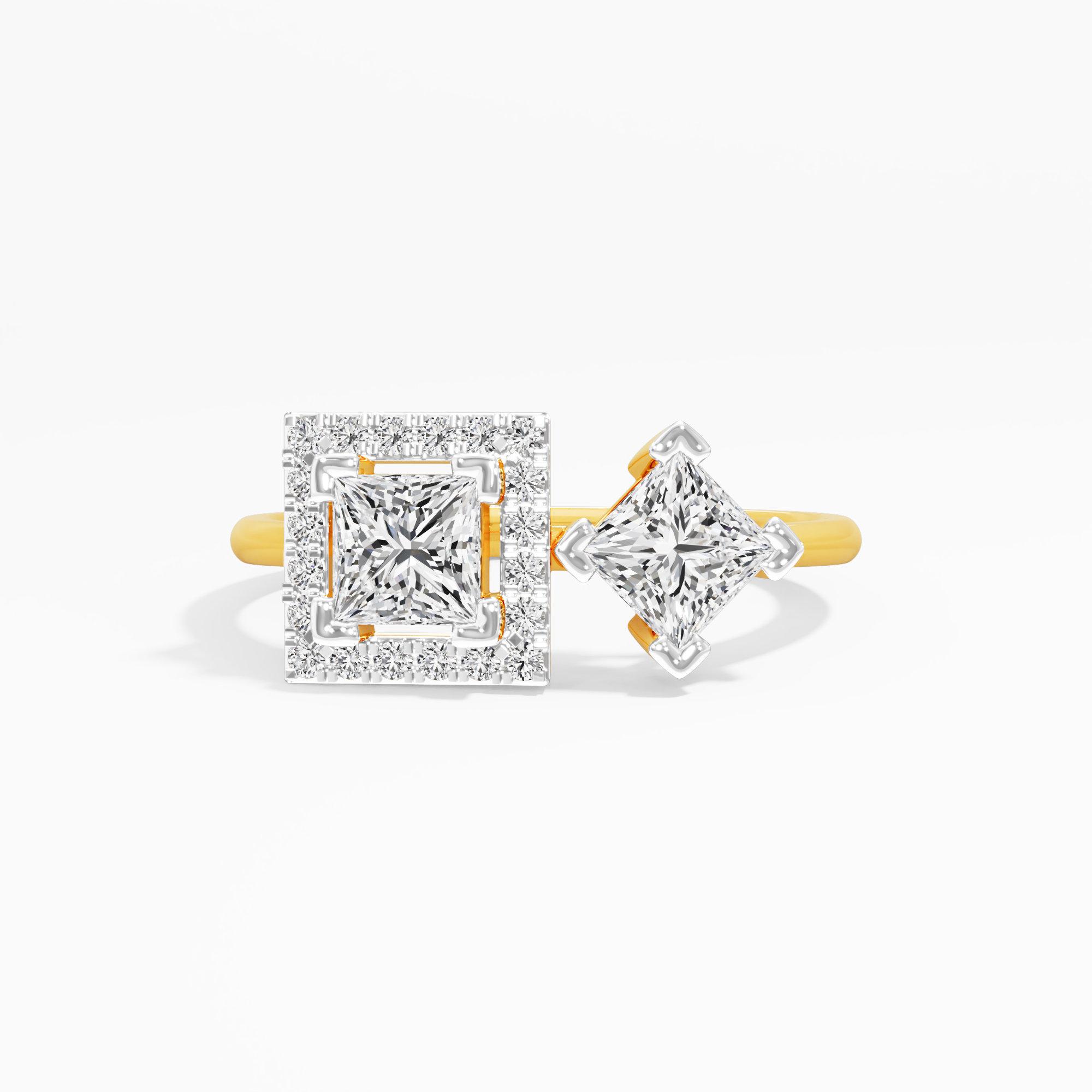 Square Radiance Diamond Ring in 9KT Yellow Gold (Diamond Quality: FG-VVS VS)
