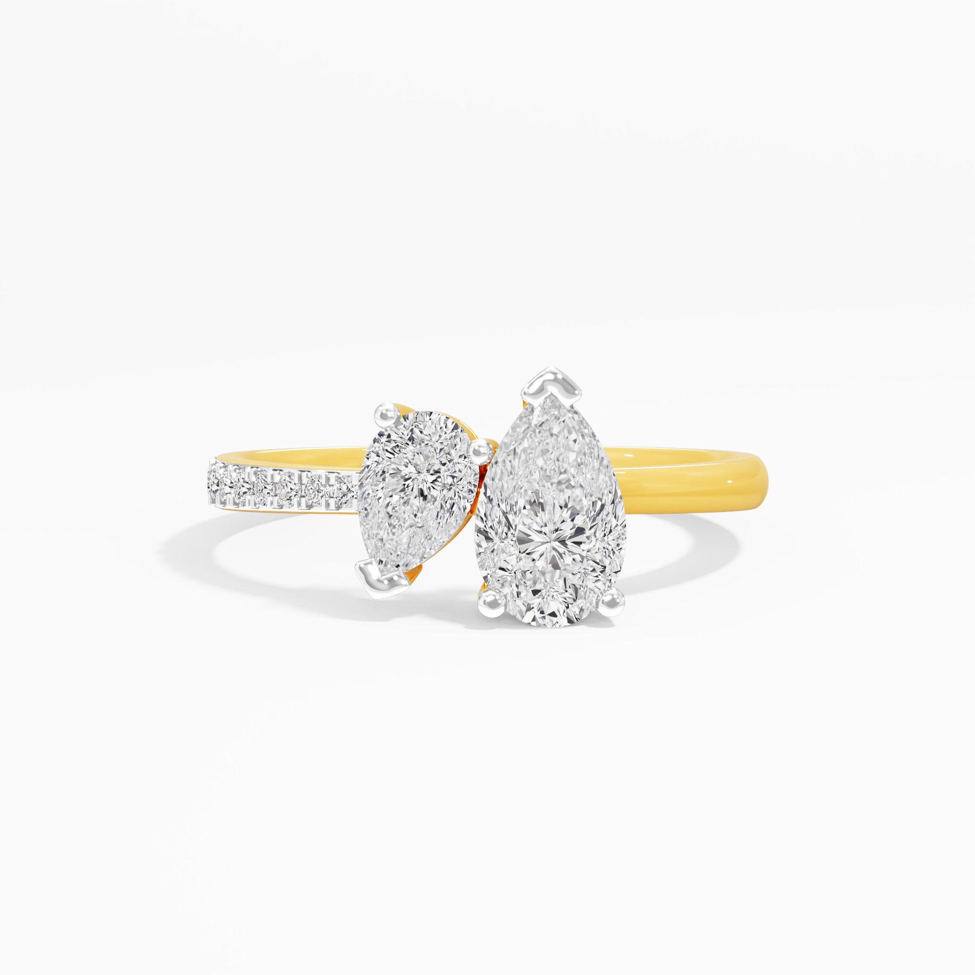 Dewdrop Duo Diamond Ring in 9KT Yellow Gold (Diamond Quality: FG-VVS VS)