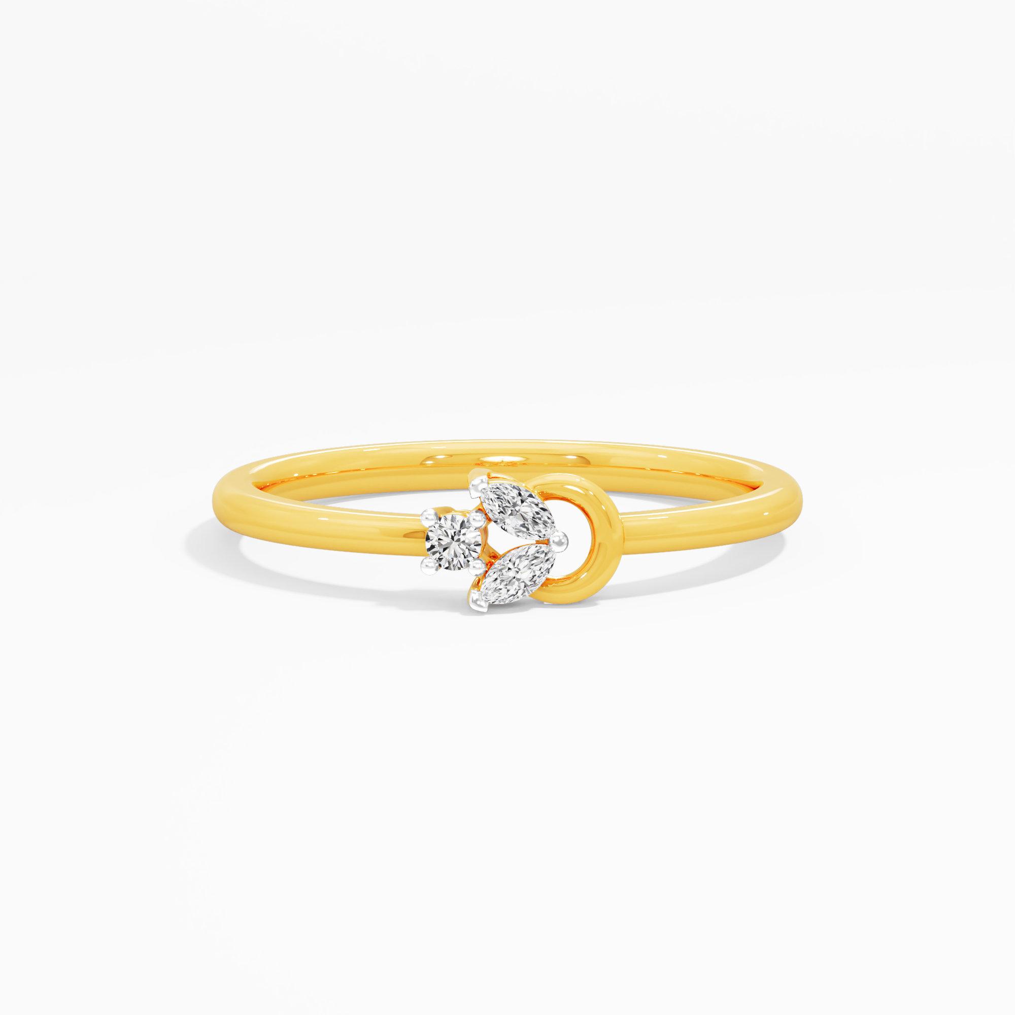 Graceful Swirl Bypass Ring in 9KT Yellow Gold (Diamond Quality: FG-VVS VS)