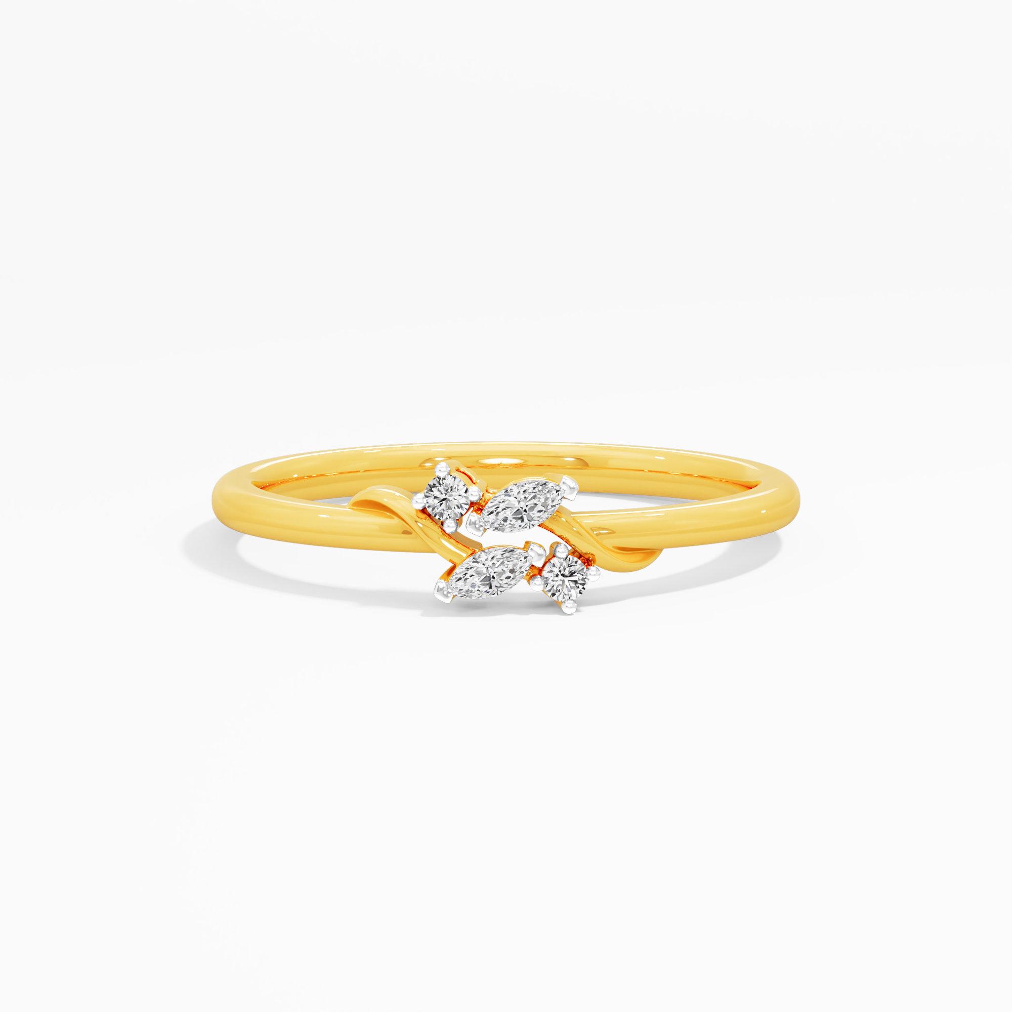 Whispered Petals Bypass Ring in 9KT Yellow Gold (Diamond Quality: FG-VVS VS)