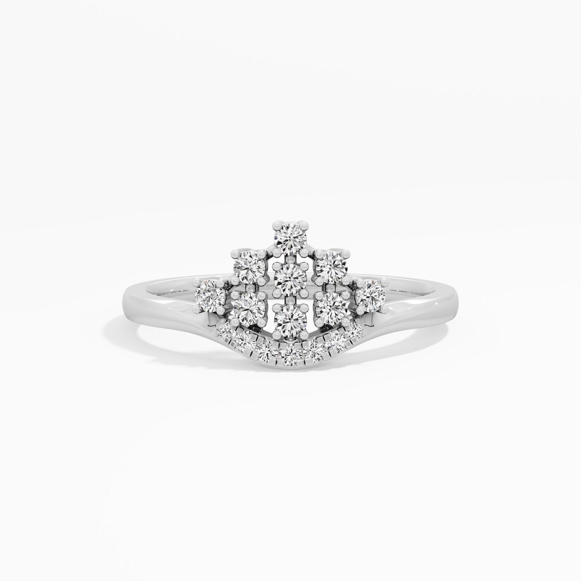 Regal Shield Diamond Ring in 9KT White Gold (Diamond Quality: FG-VVS VS)