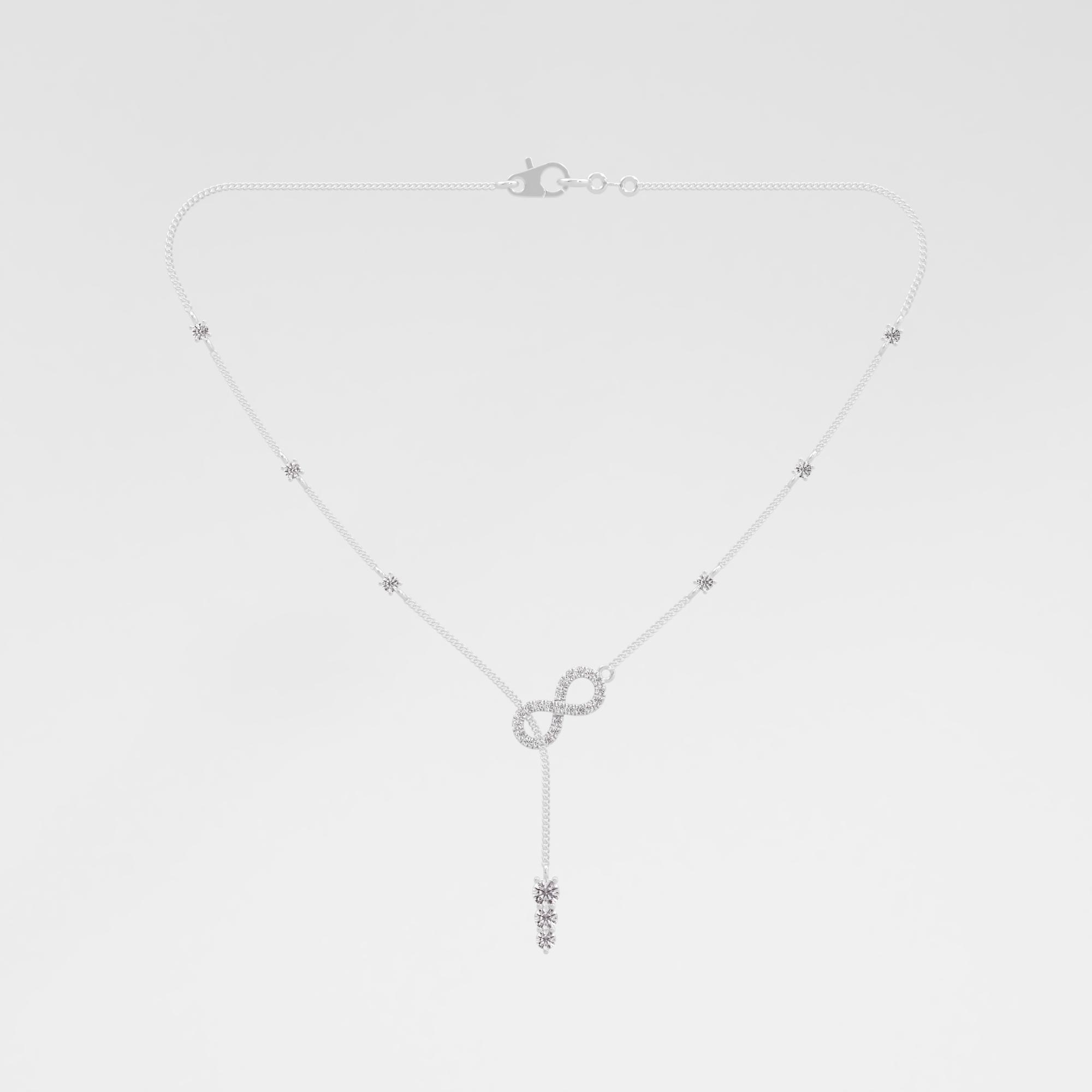 Love in Infinity 3 Stone Lariat Chain Necklace  in 14KT White Gold (Diamond Quality: FG-VVS VS)