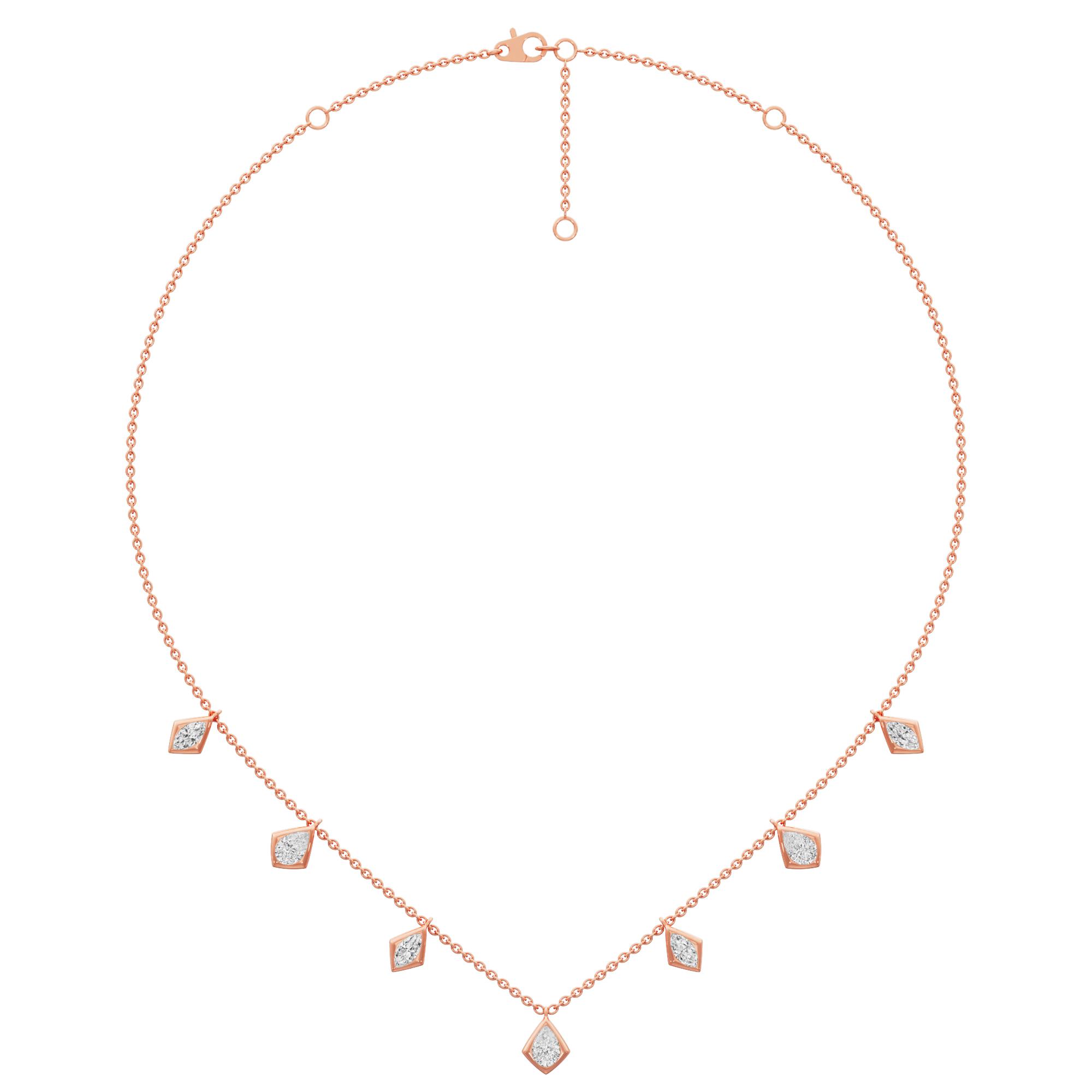 Golden Charm Diamond Necklace in 14KT Rose Gold (Diamond Quality:FG-VVS VS)