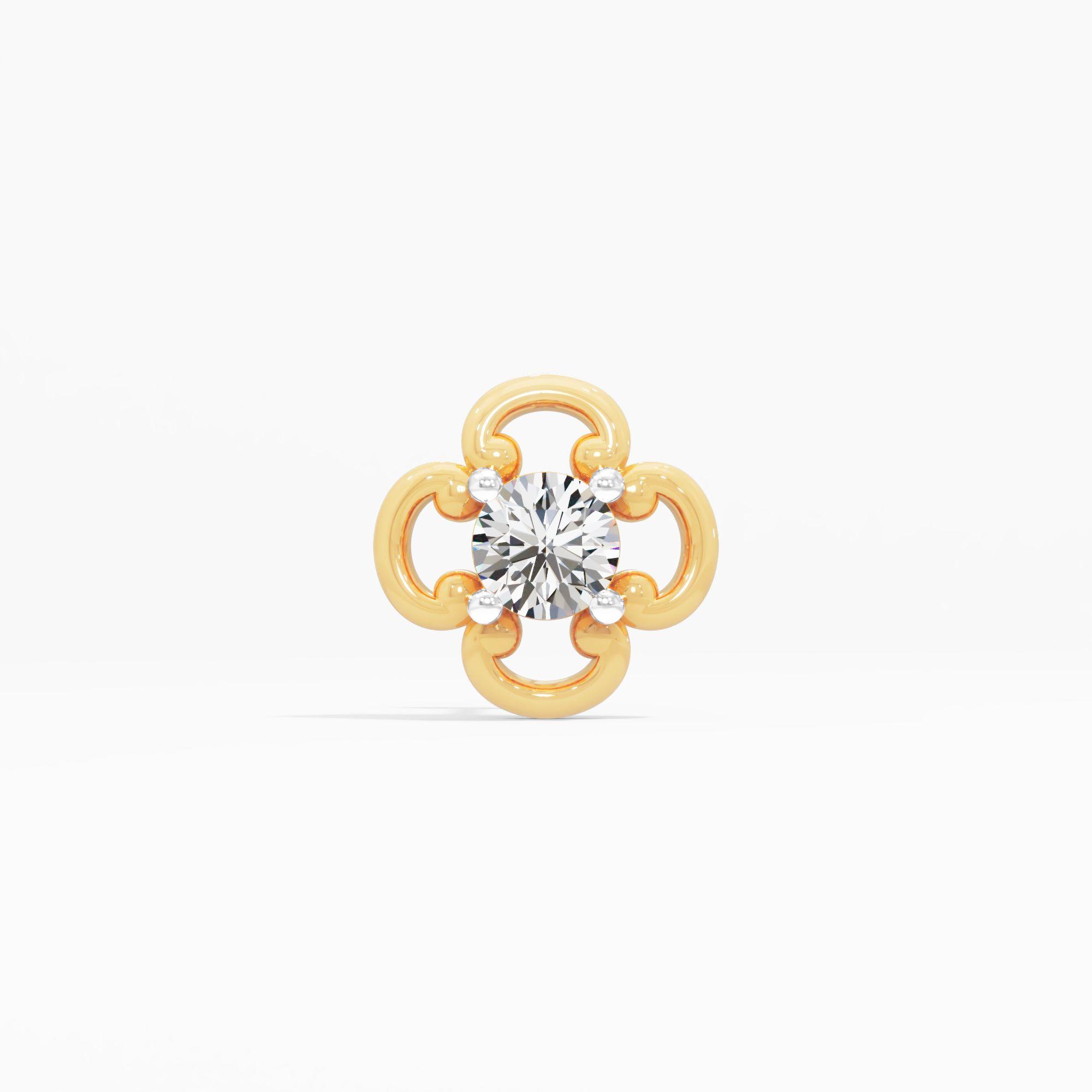 Fleur de Solitaire Nosepin in 9KT Yellow Gold (Diamond Quality: FG-VVS VS)