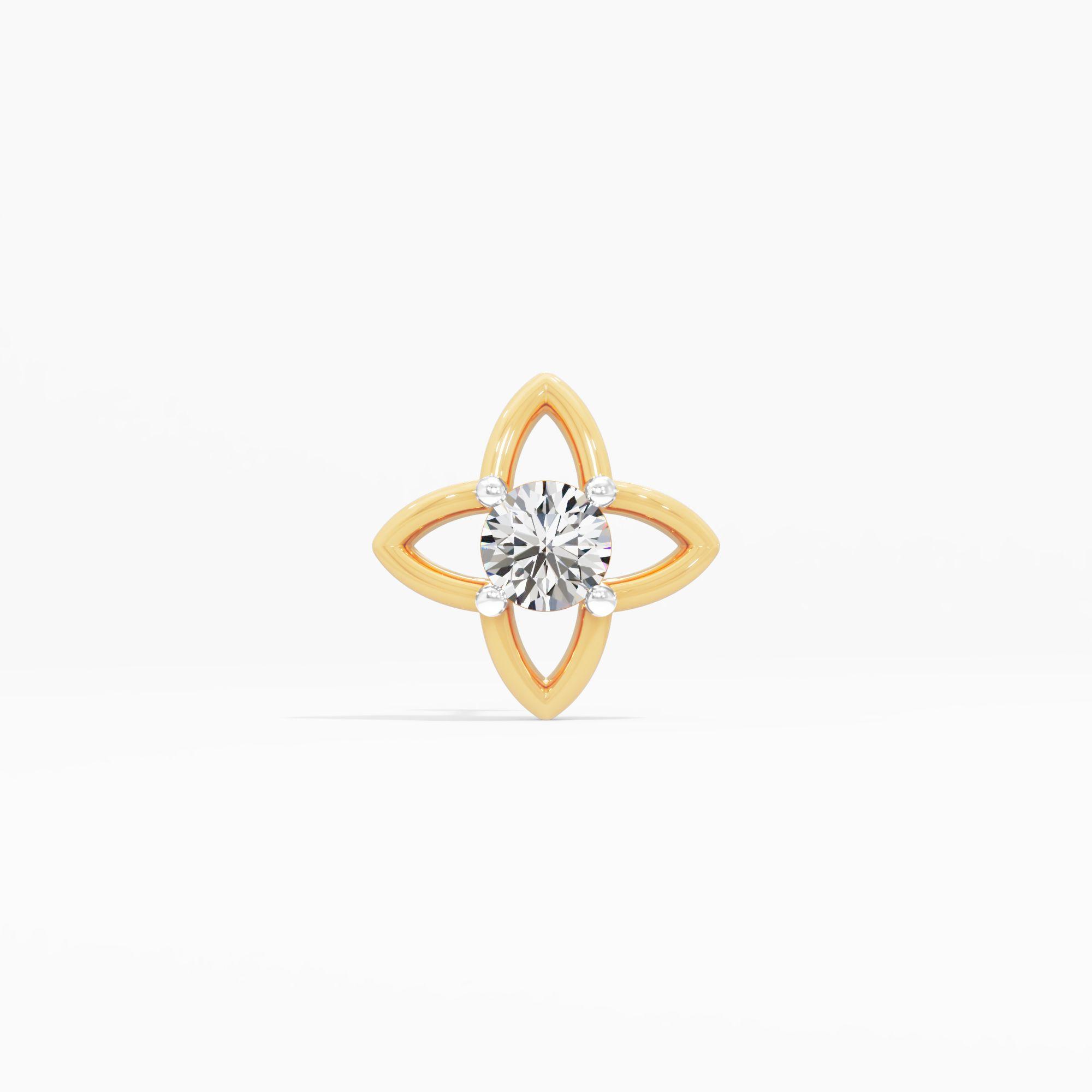 Stellar Bloom Solitaire Nosepin in 9KT Yellow Gold (Diamond Quality: FG-VVS VS)