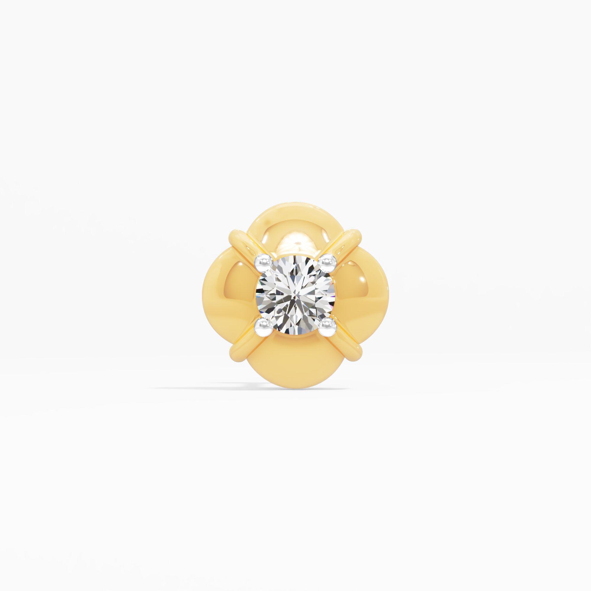 Novel Flo Solitaire Nose Pin in 9KT Yellow Gold (Diamond Quality: FG-VVS VS)