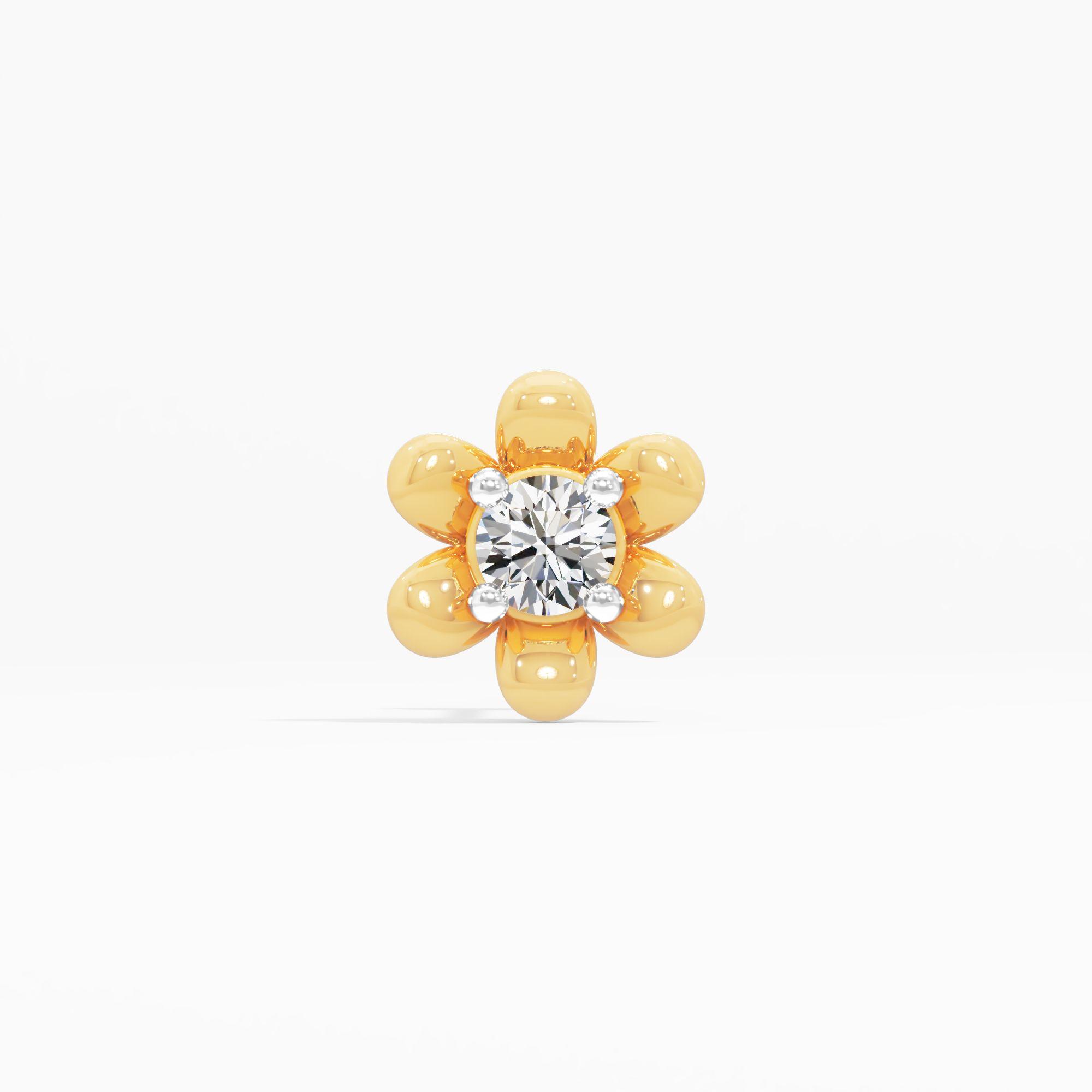 Love Expressed Solitaire Nose Pin in 9KT Yellow Gold (Diamond Quality: FG-VVS VS)
