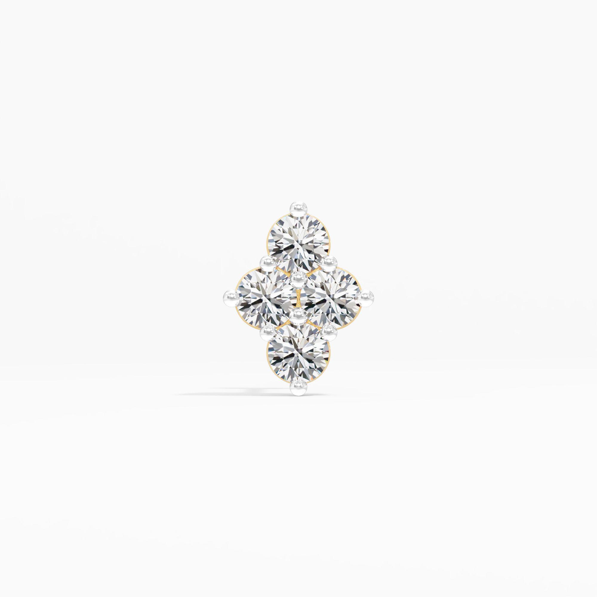 Celestialspiration Cluster Nose Pin in 9KT Yellow Gold (Diamond Quality: FG-VVS VS)