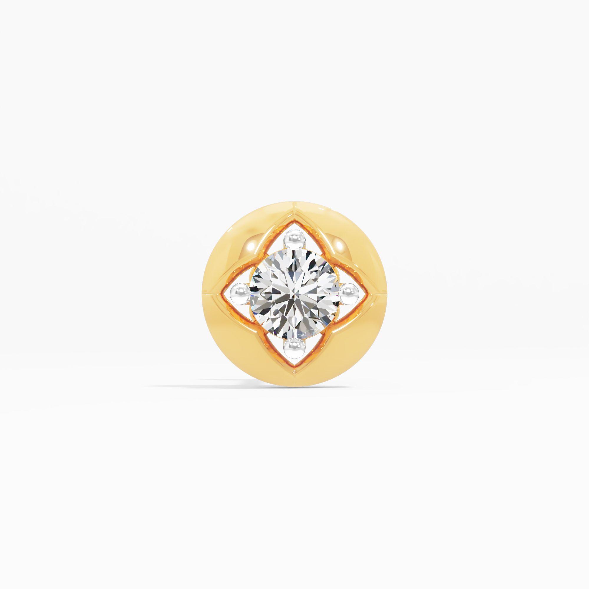 Radiating Appeal Solitaire Nose Pin in 9KT Yellow Gold (Diamond Quality: FG-VVS VS)
