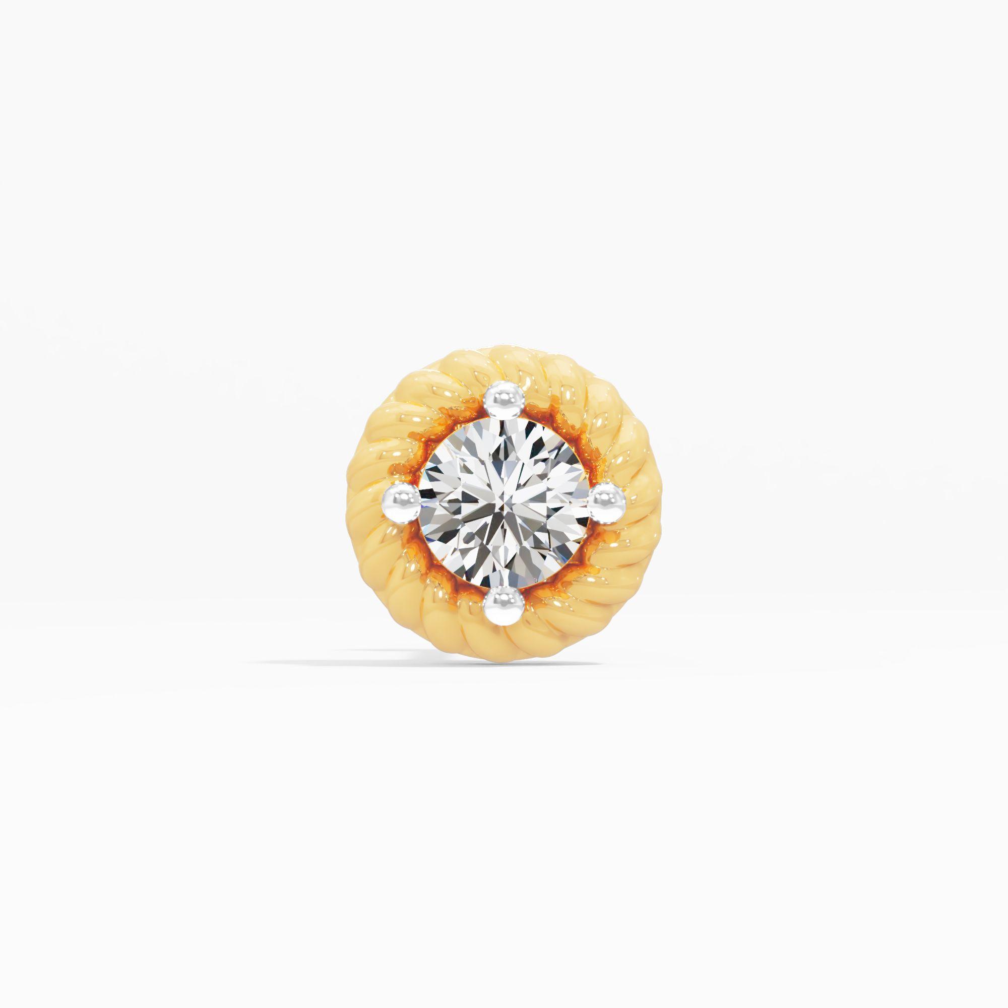 Geometric Cheer Solitaire Nose Pin in 9KT Yellow Gold (Diamond Quality: FG-VVS VS)